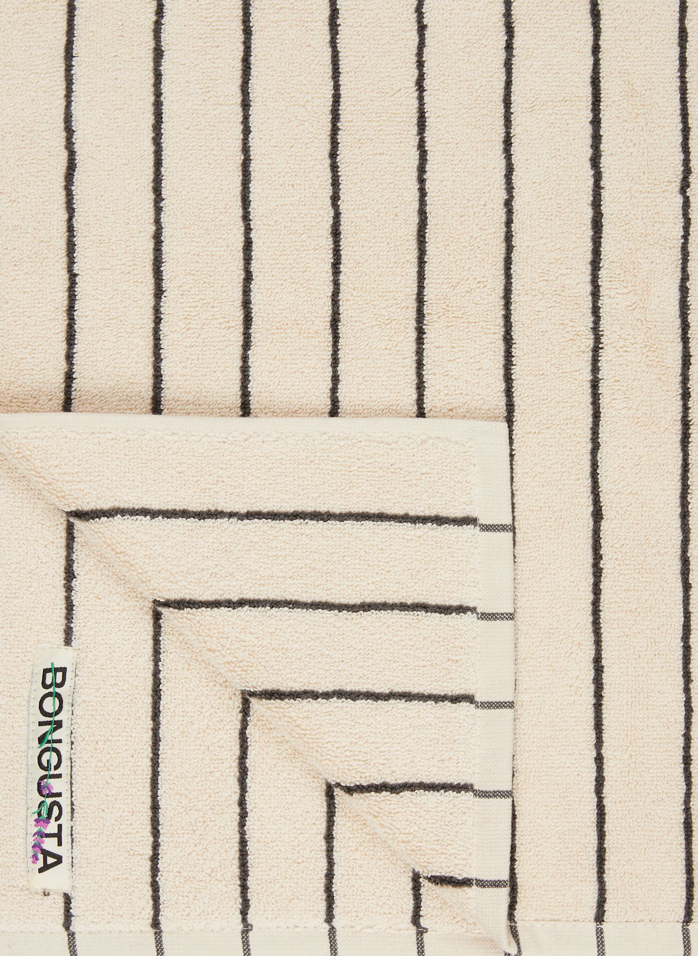 BONGUSTA Ručník NARAM: KRÉMOVÁ / TMAVĚ ŠEDÁ