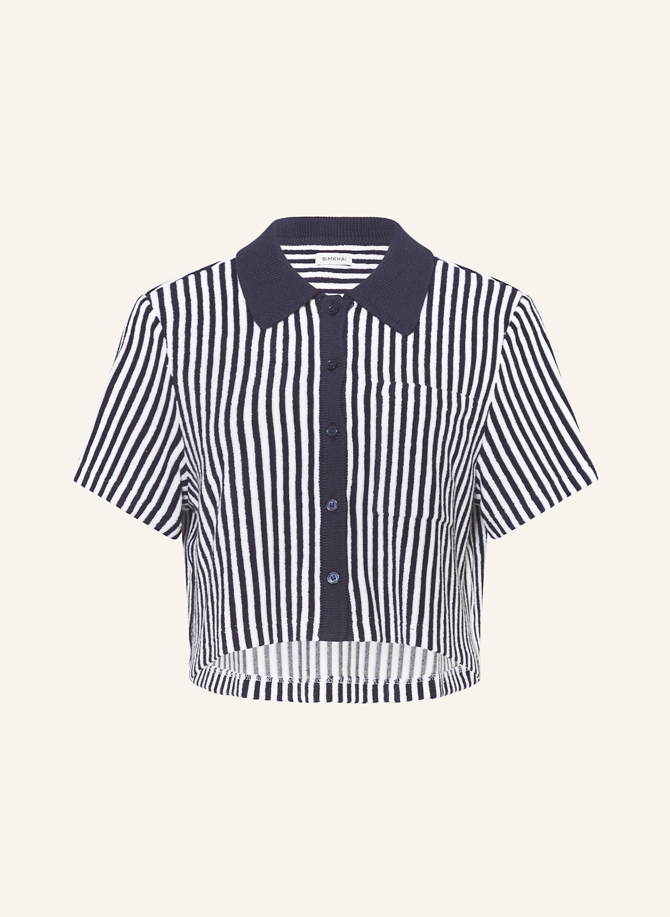 SIMKHAI Koszula IRELAND z materiału frotte: GRANATOWY / BIAŁY