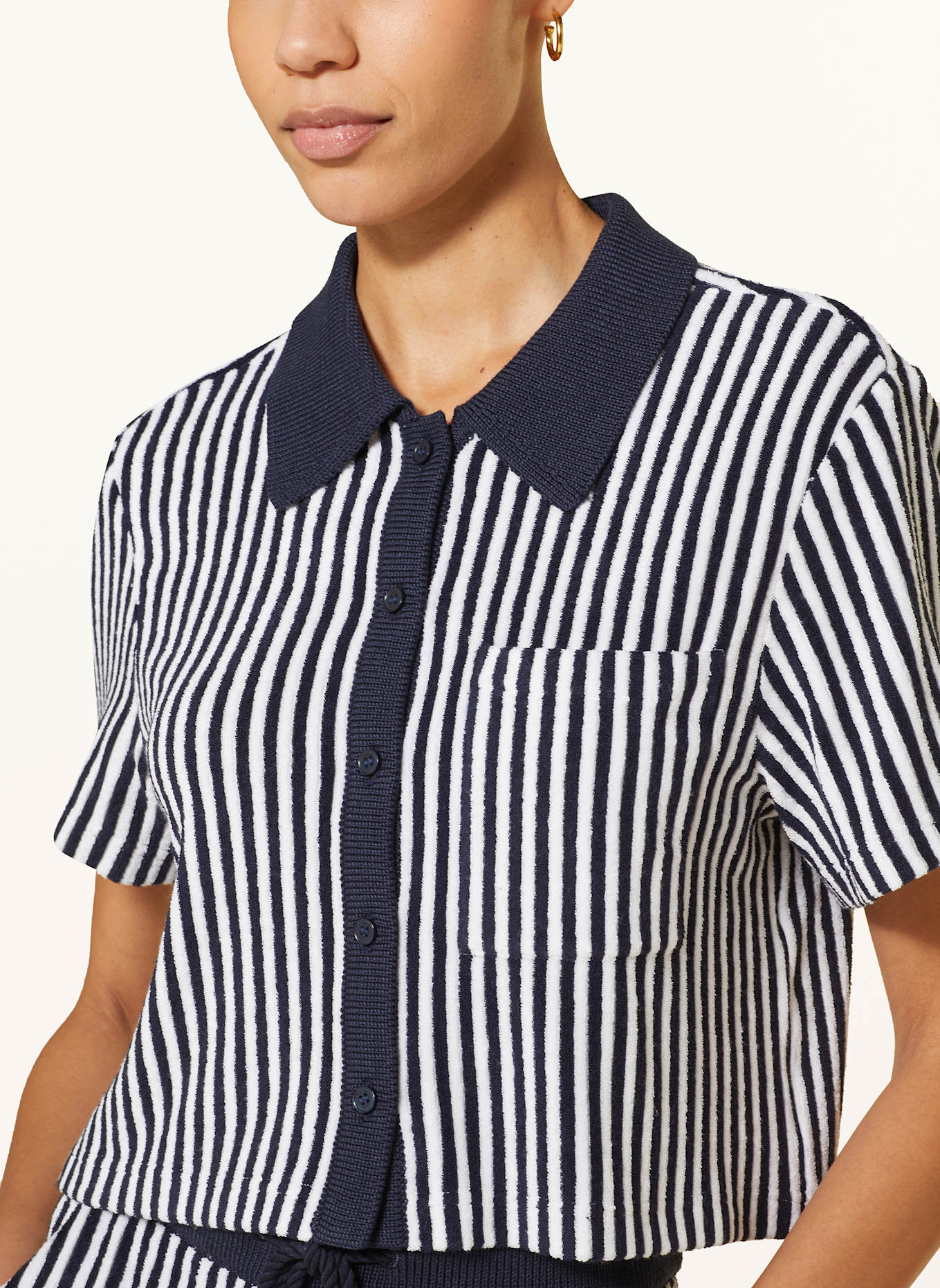 SIMKHAI Koszula IRELAND z materiału frotte: GRANATOWY / BIAŁY