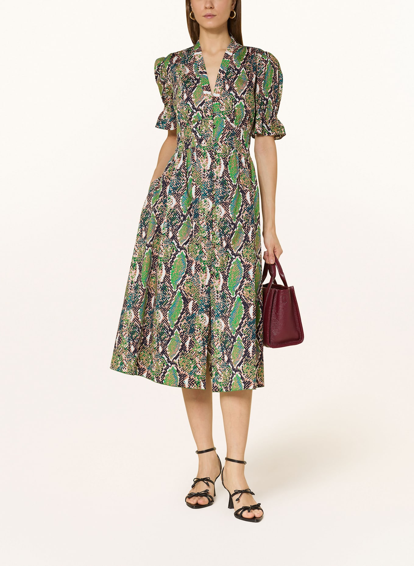 DIANE VON FURSTENBERG Dress ERICA: LIGHT BROWN/ GREEN/ DARK BROWN
