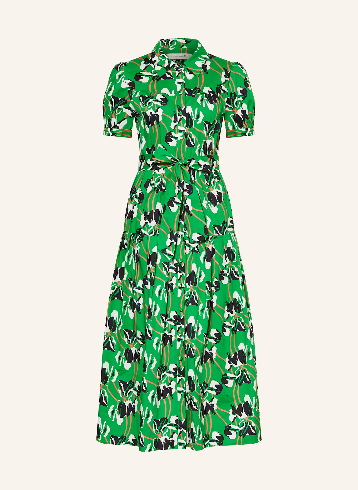 DIANE VON FURSTENBERG Shirt dress JONAH: GREEN/ WHITE/ BLACK