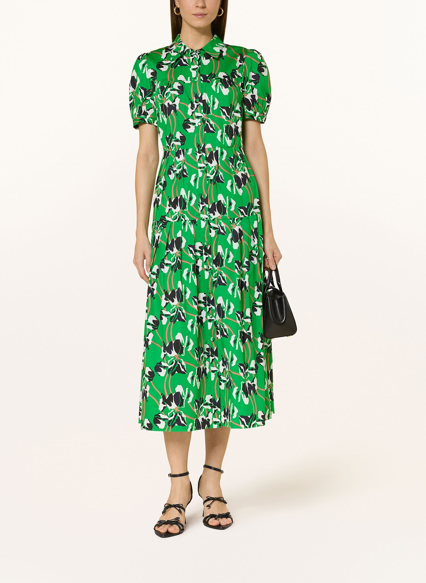 DIANE VON FURSTENBERG Shirt dress JONAH: GREEN/ WHITE/ BLACK