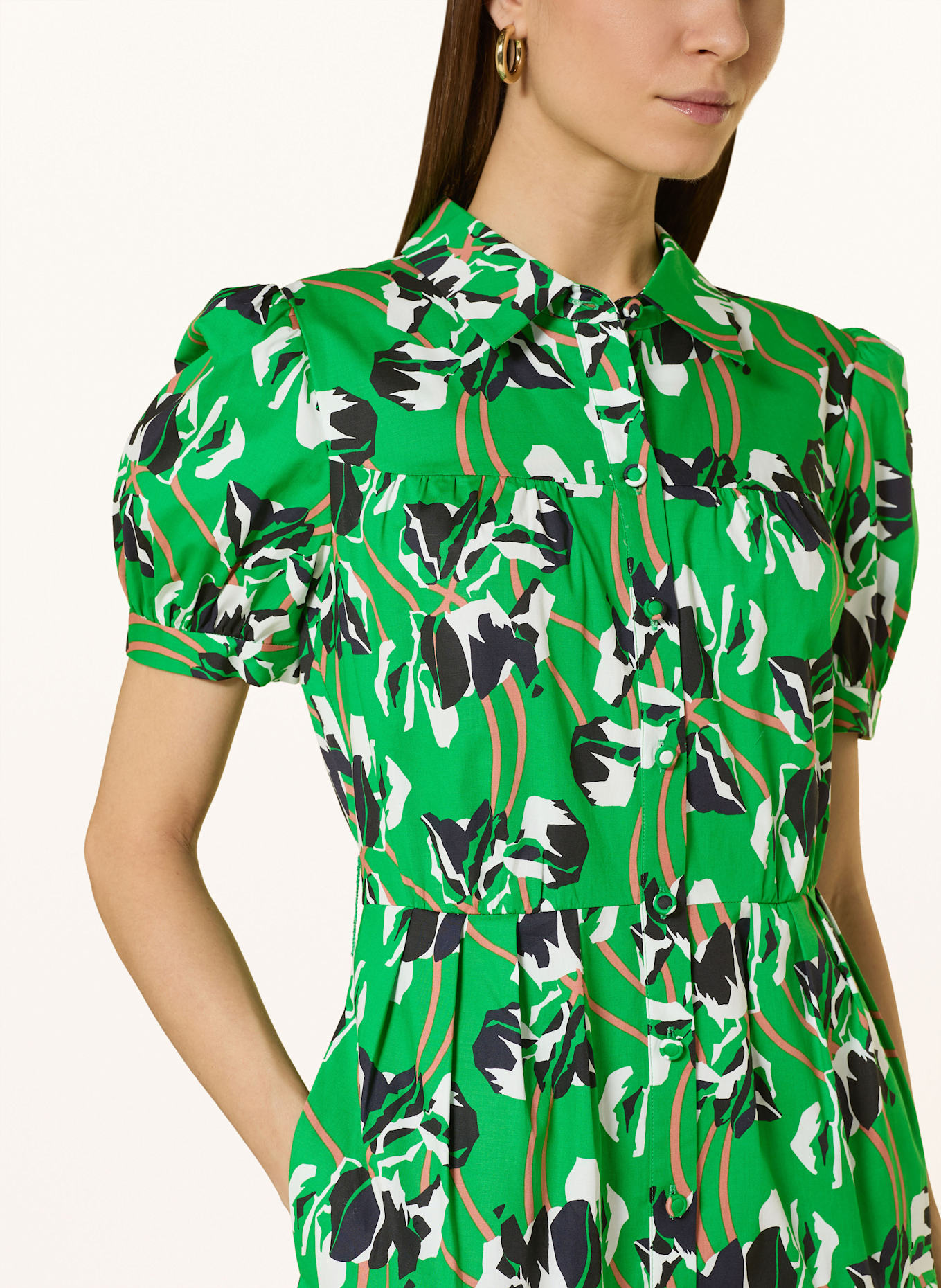 DIANE VON FURSTENBERG Shirt dress JONAH: GREEN/ WHITE/ BLACK