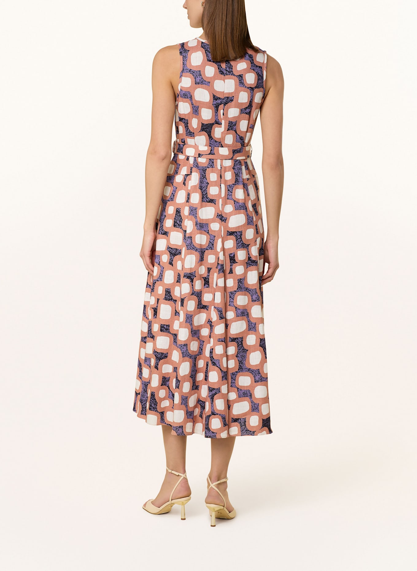 DIANE VON FURSTENBERG Dress ELLIOT with linen: ROSE/ LIGHT PURPLE/ DARK PURPLE