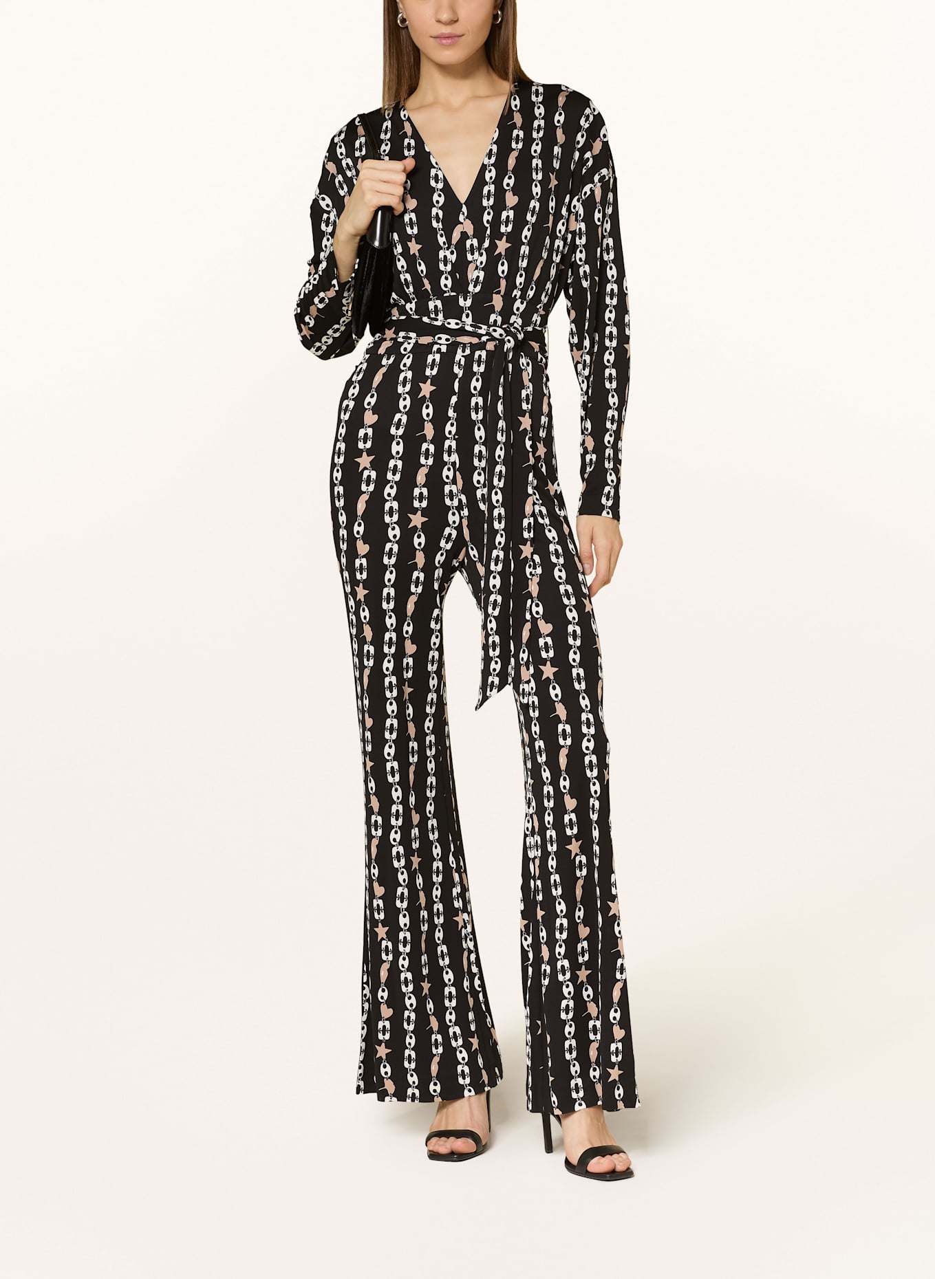 DIANE VON FURSTENBERG Jumpsuit MARILOU: BLACK/ LIGHT BROWN/ WHITE
