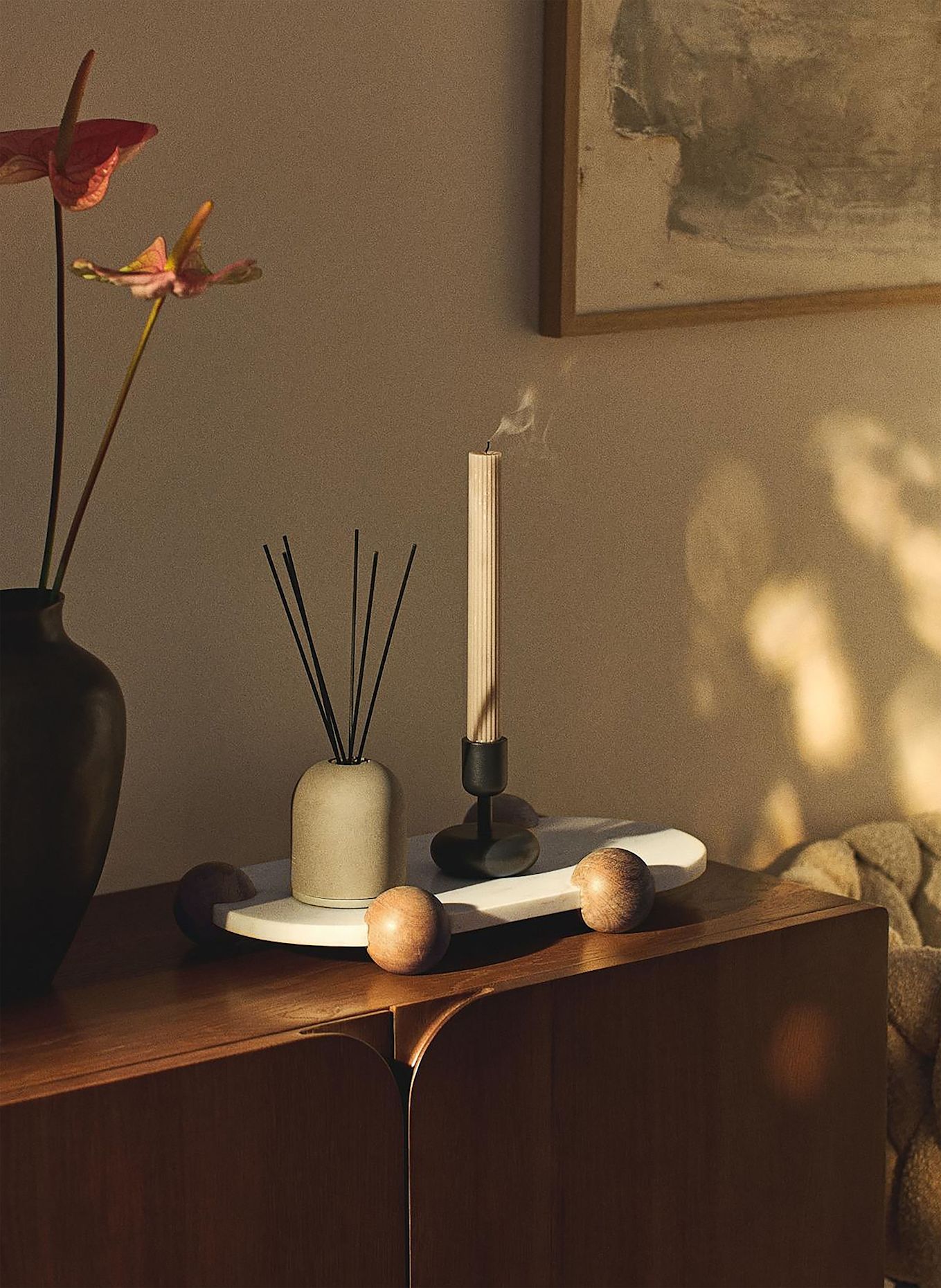 Westwing Collection Tablett HAZELLE: WEISS / BRAUN