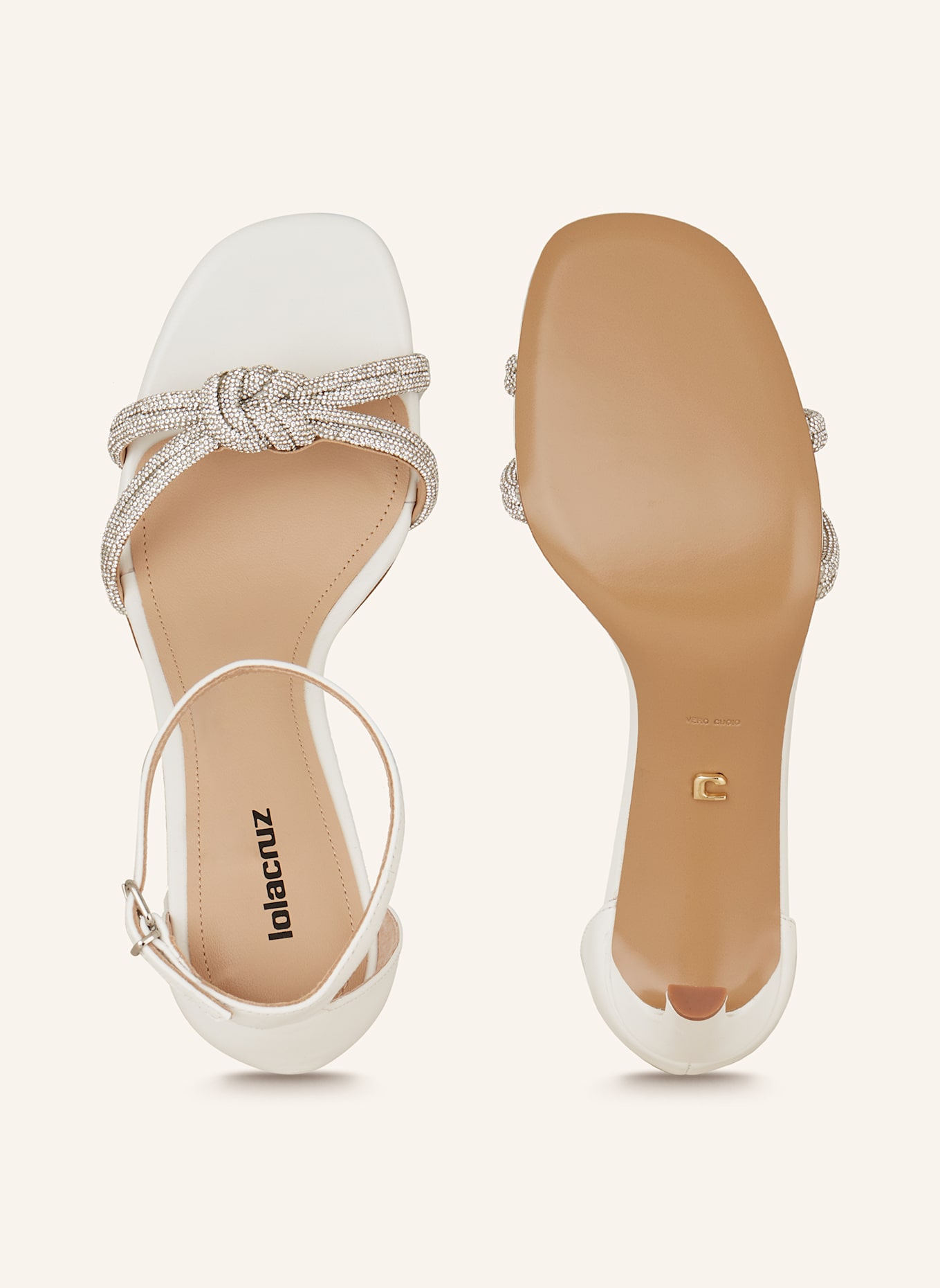 Lola Cruz Sandaletten JUNE mit Schmucksteinen: WEISS / SILBER