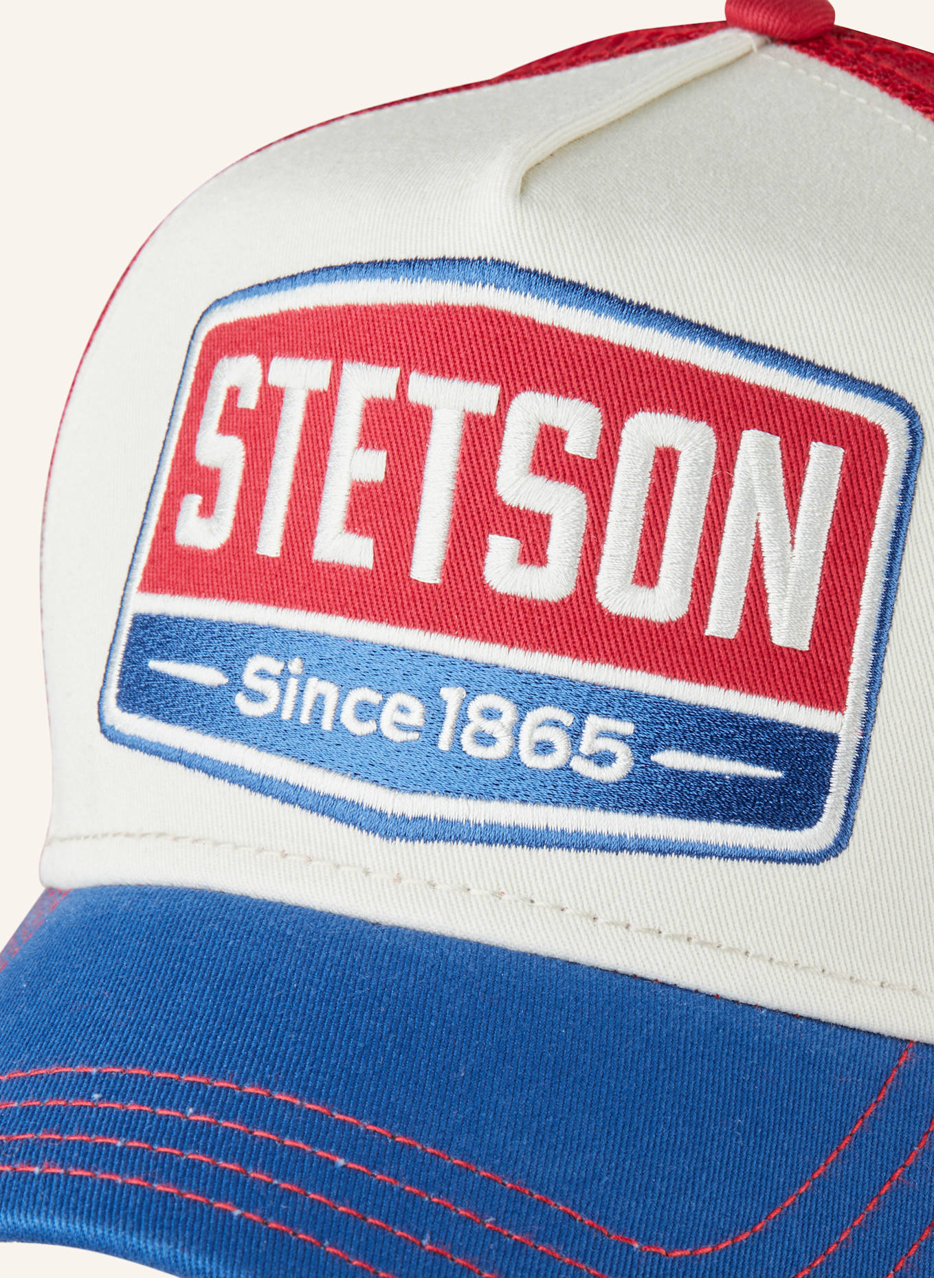 STETSON Czapka z daszkiem GASOLINE: NIEBIESKI / CIEMNOCZERWONY / ECRU
