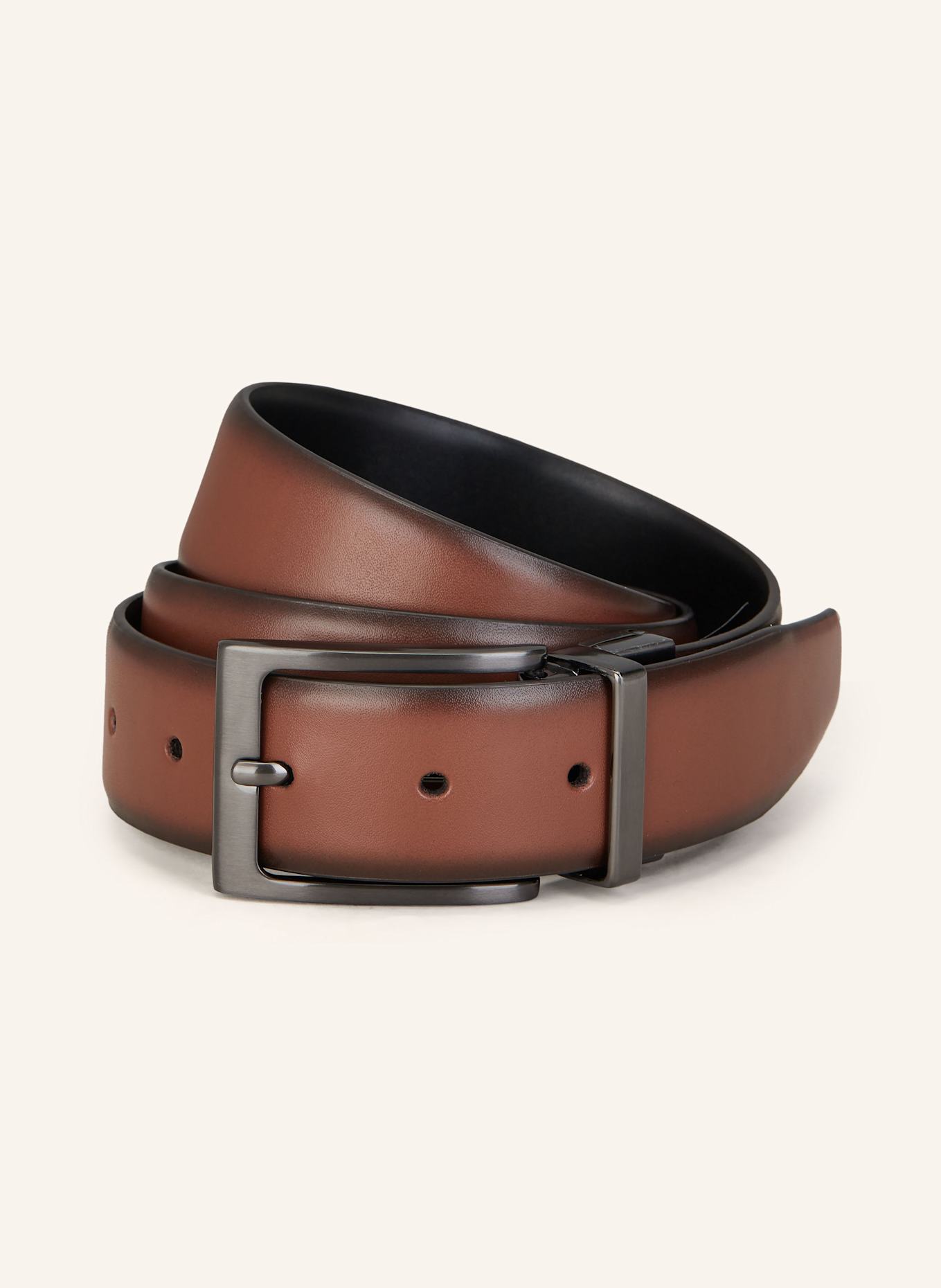 MONTI FLORENZ reversible leather belt: DARK BROWN / BLACK