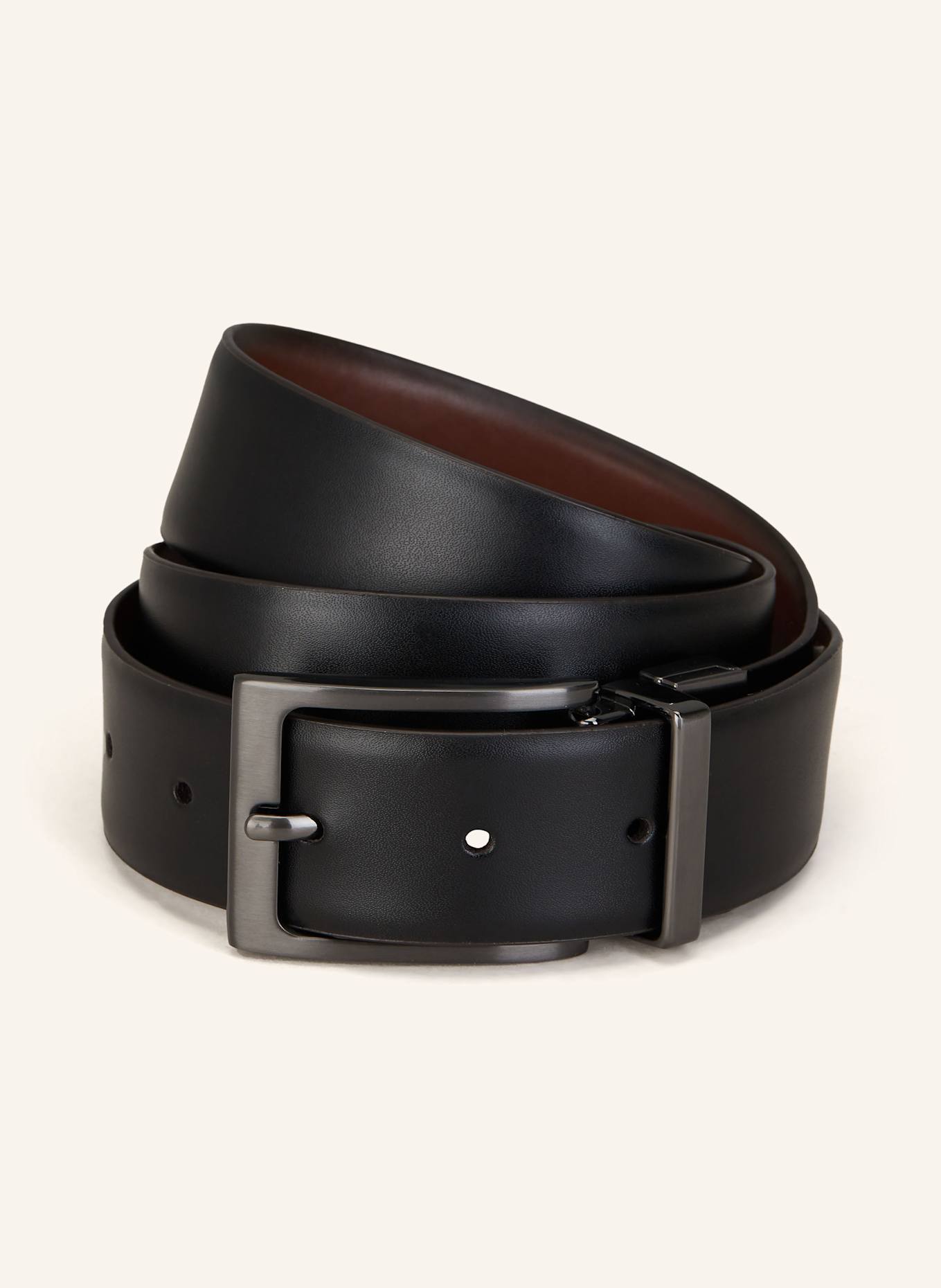 MONTI FLORENZ reversible leather belt: DARK BROWN / BLACK