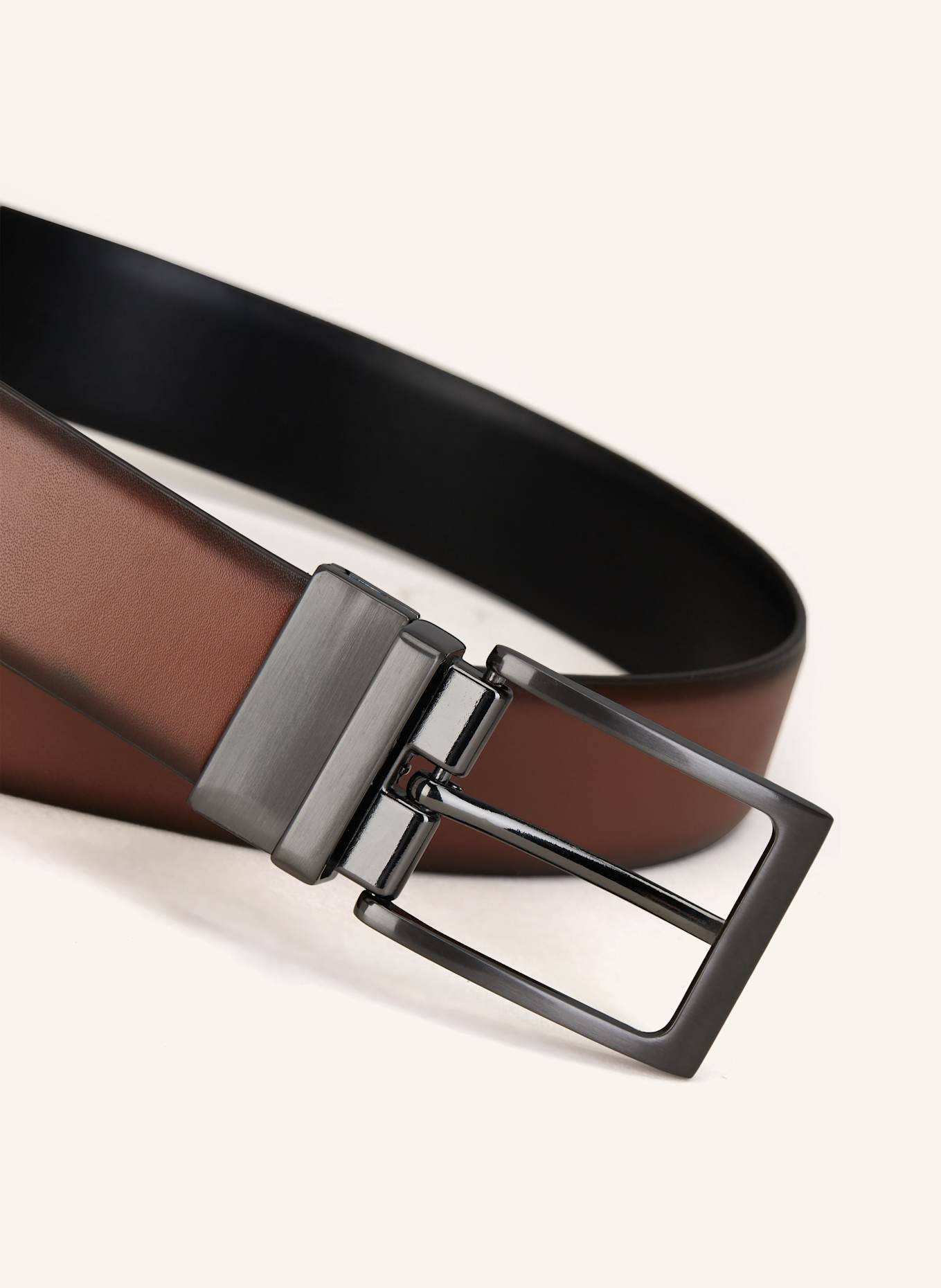 MONTI FLORENZ reversible leather belt: DARK BROWN / BLACK