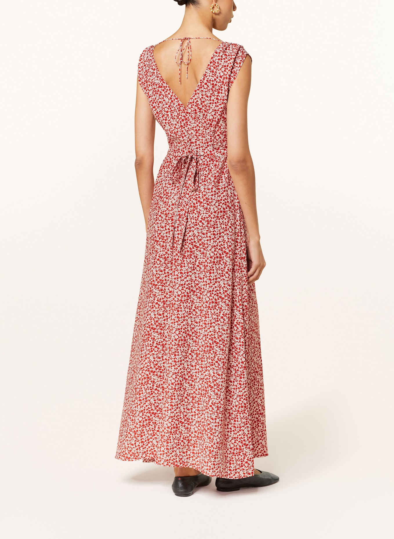 FAITHFULL THE BRAND Šaty ALPES: TMAVĚ ČERVENÁ / KRÉMOVÁ