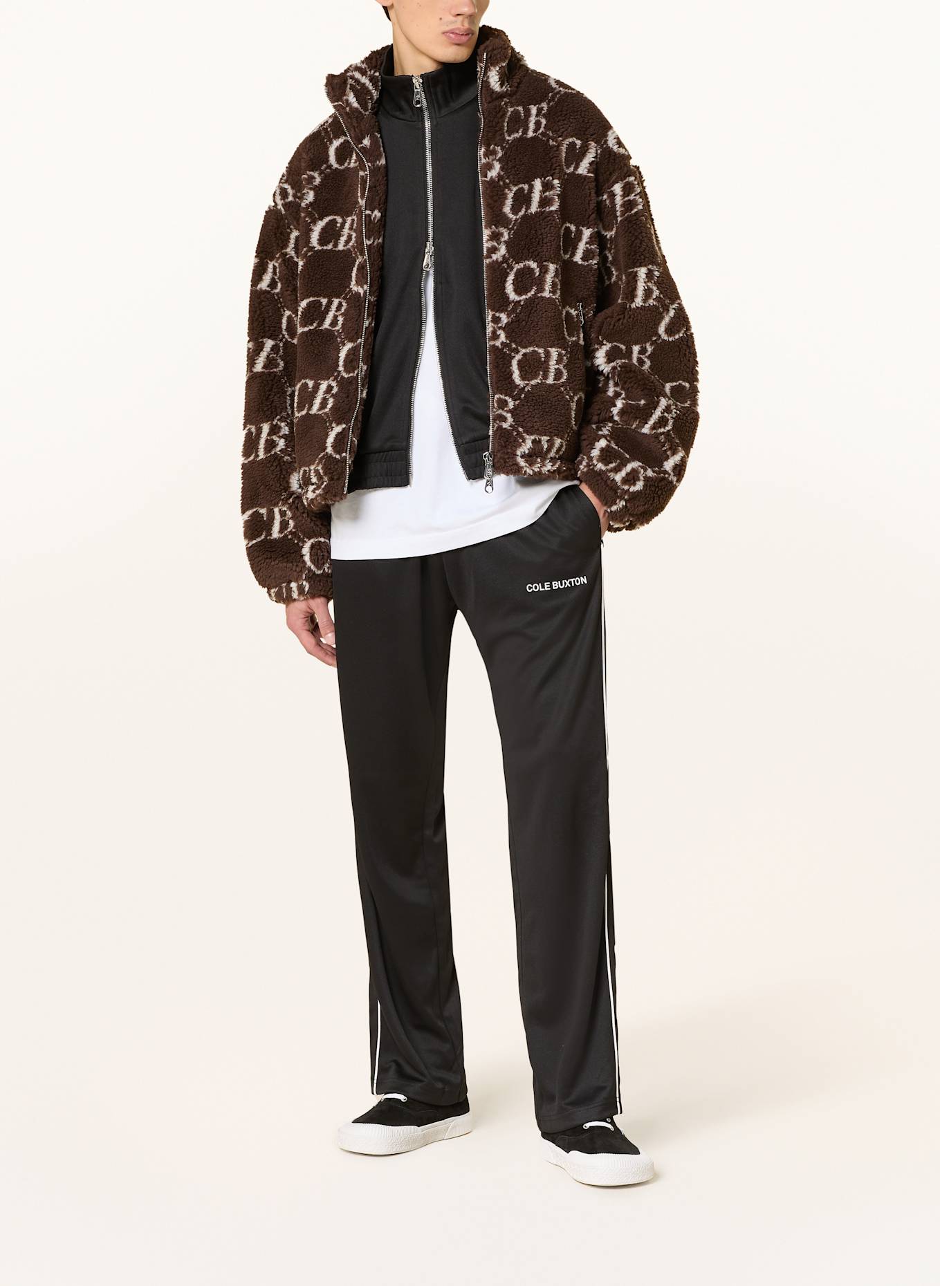 COLE BUXTON Track pants PIPE with tuxedo stripe, Color: BLACK (Image 7)
