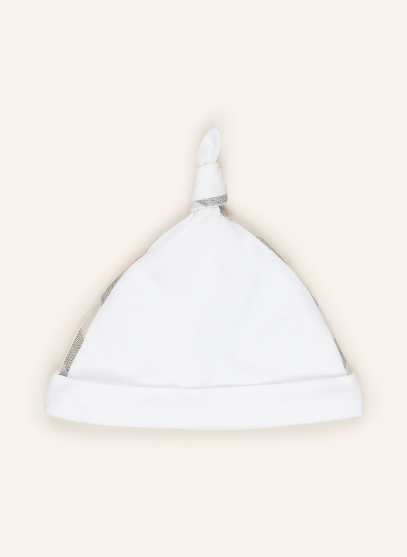 BURBERRY Set: Strampler, Mütze und Halstuch: WEISS