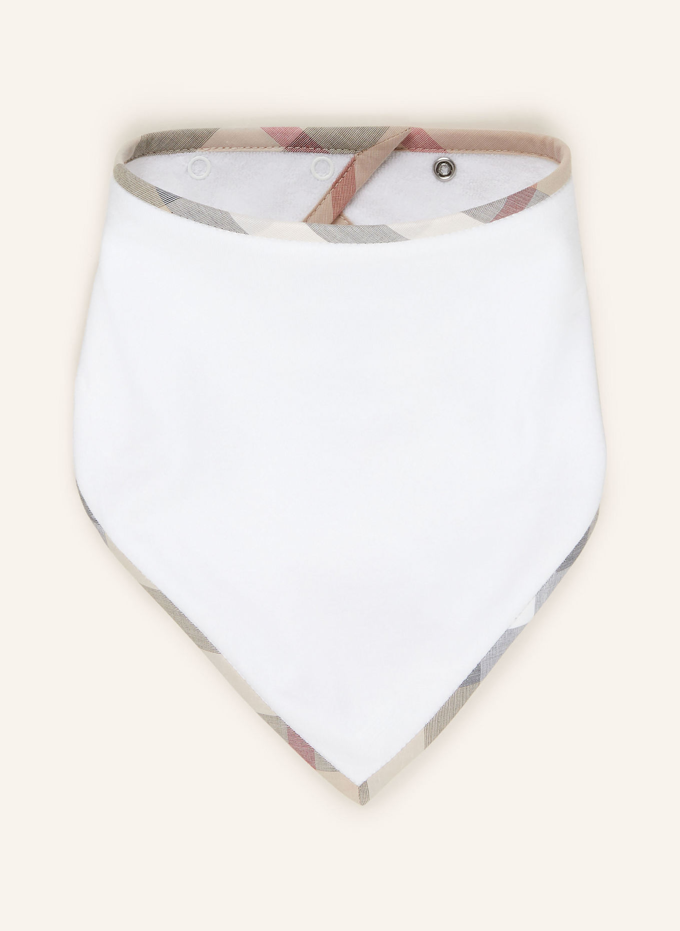 BURBERRY Set: Strampler, Mütze und Halstuch: WEISS