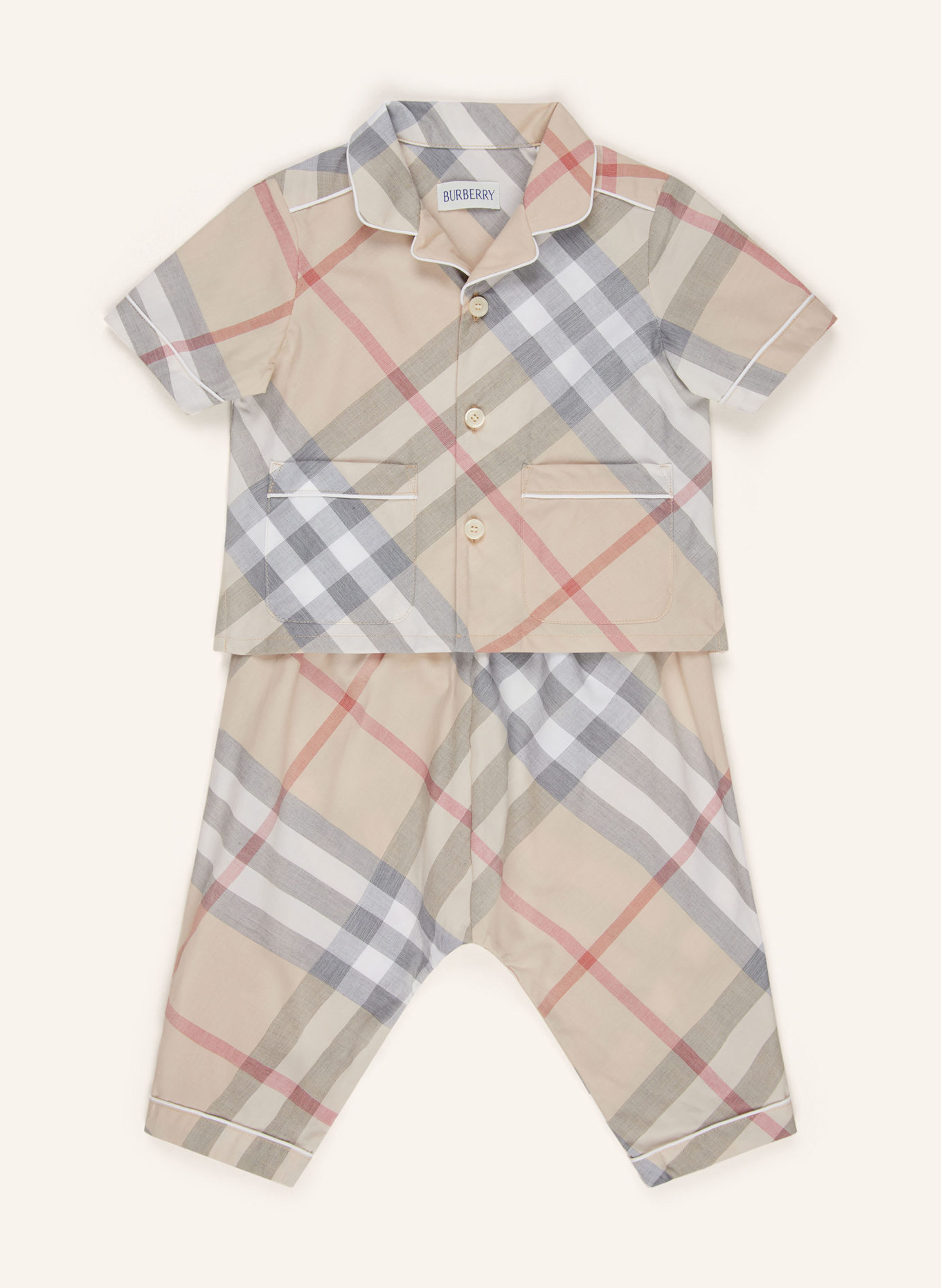 BURBERRY Set: Hemd und Hose: BEIGE/ SCHWARZ/ WEISS