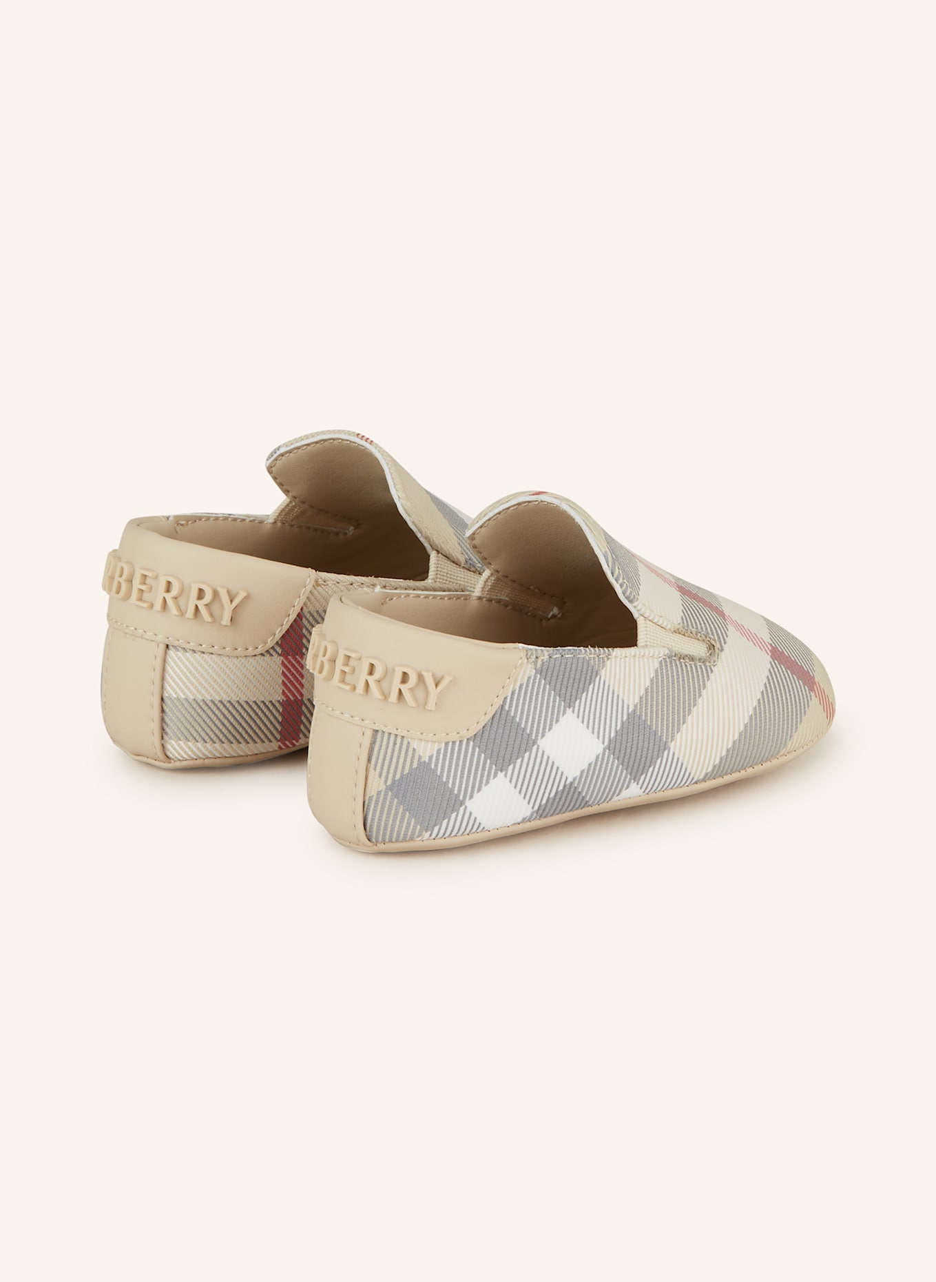 BURBERRY Krabbelschuhe: BEIGE/ CREME/ ROT