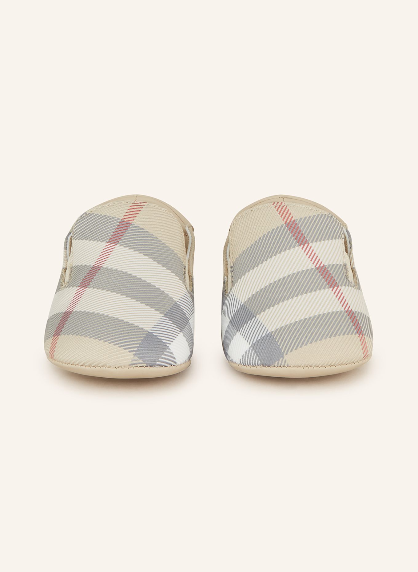 BURBERRY Krabbelschuhe: BEIGE/ CREME/ ROT