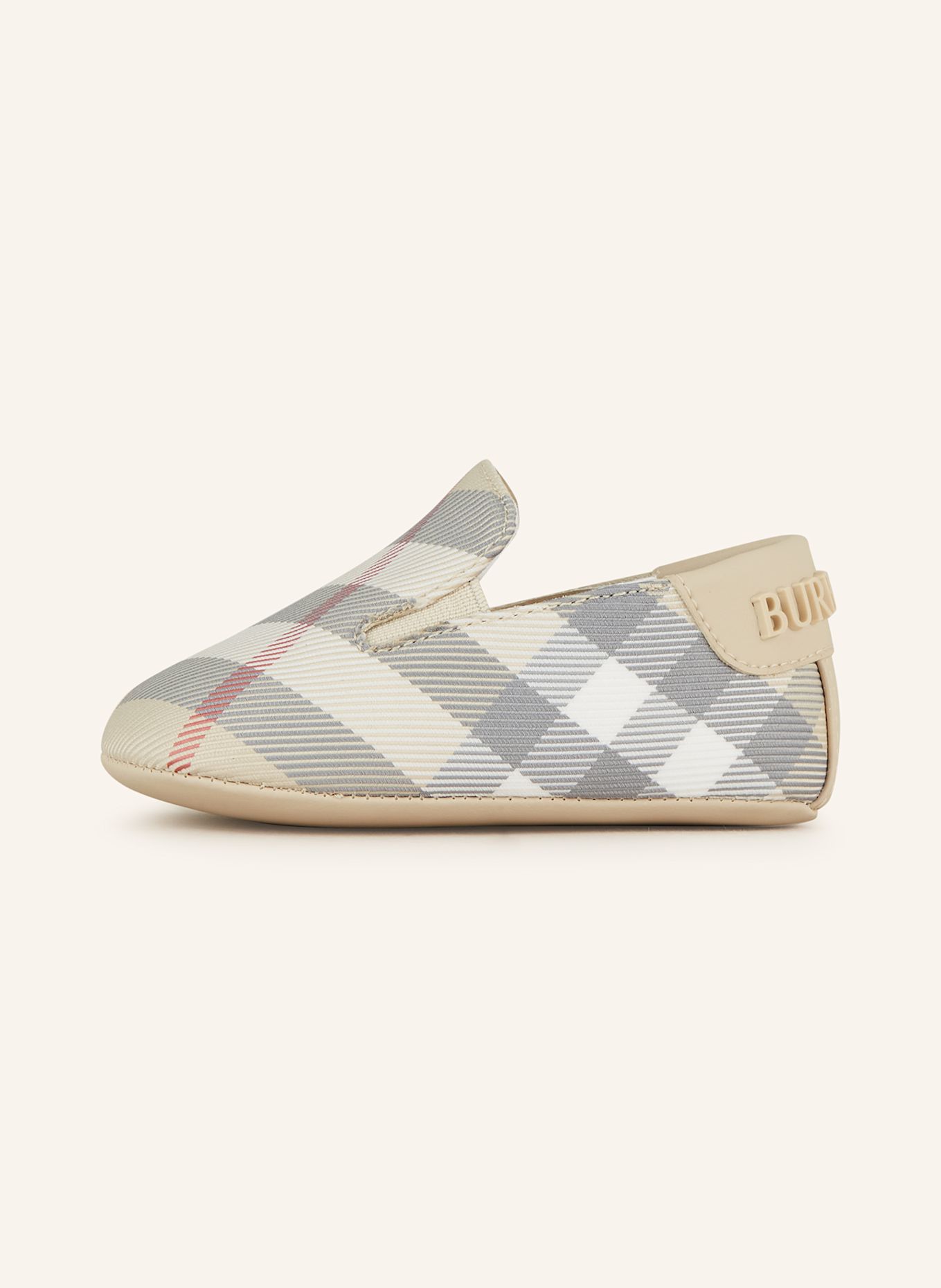 BURBERRY Krabbelschuhe: BEIGE/ CREME/ ROT