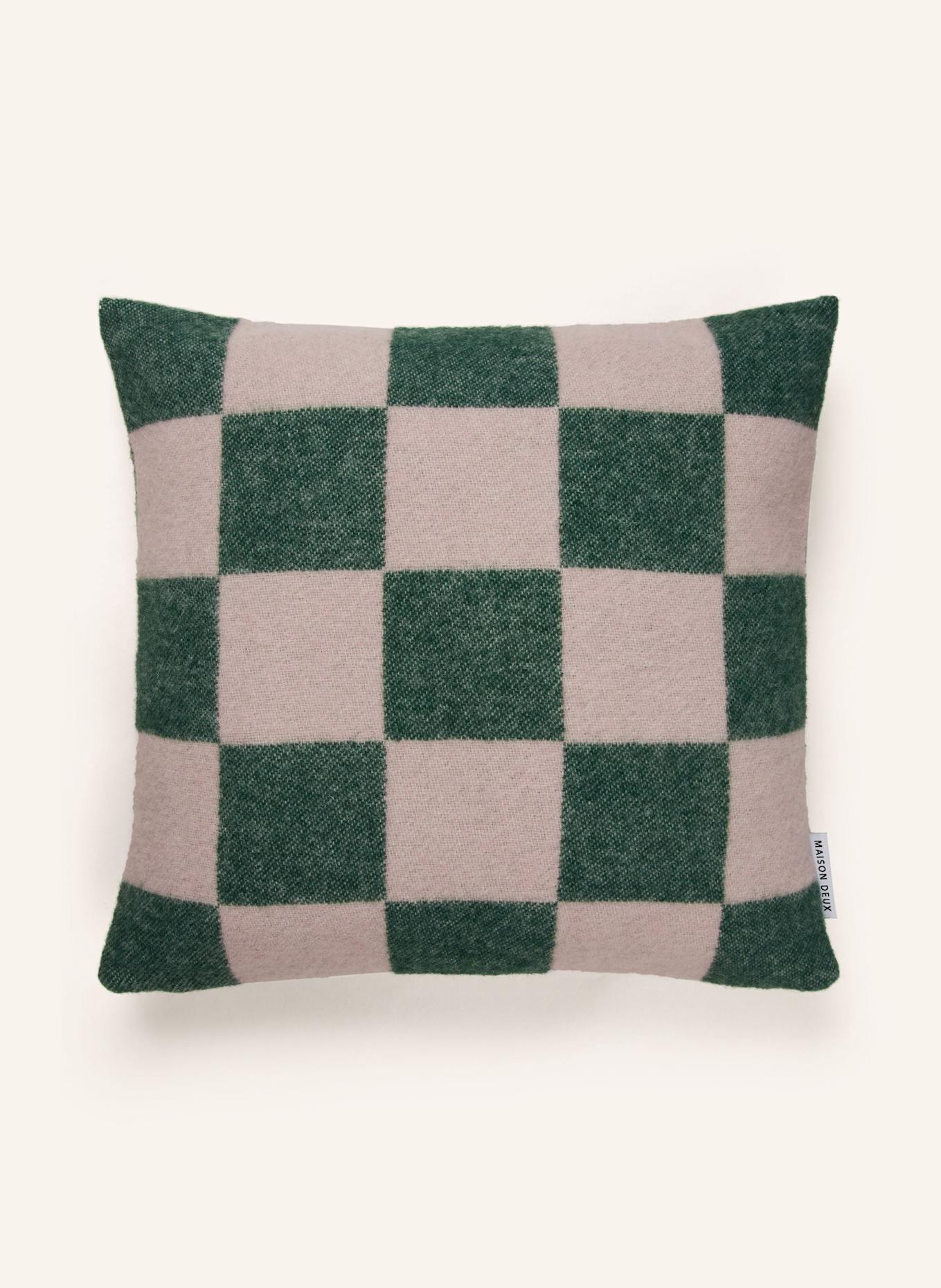 MAISON DEUX Dekokissenhülle CHECKERBOARD: HELLROSA/ GRÜN