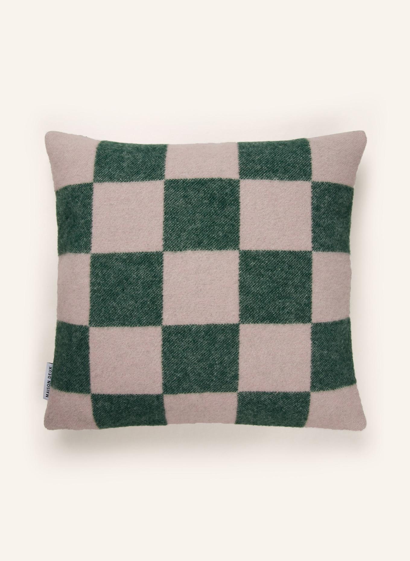 MAISON DEUX Dekokissenhülle CHECKERBOARD: HELLROSA/ GRÜN