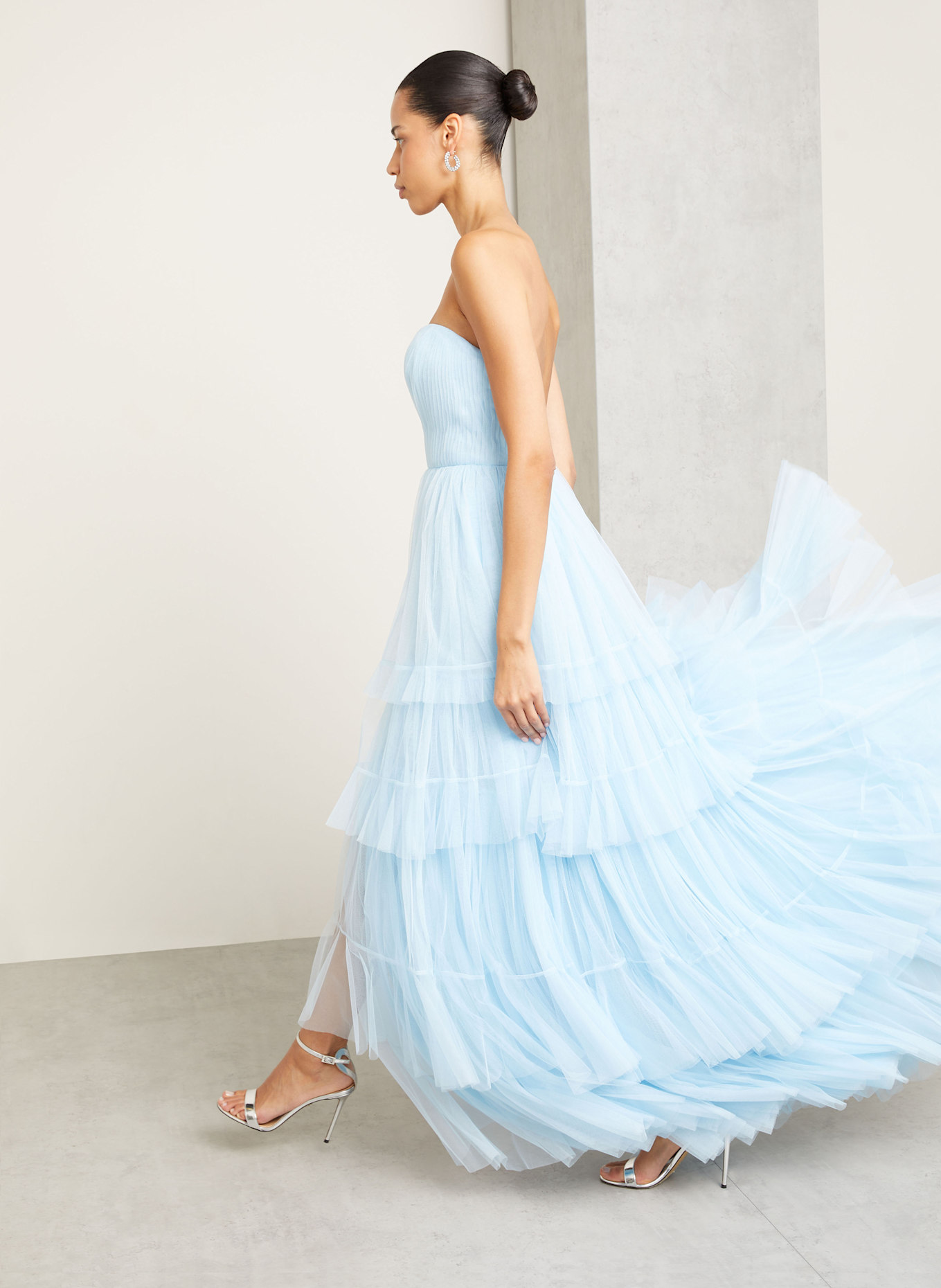 VERA WANG Bandeaukleid ANGERE mit Plissees: HELLBLAU