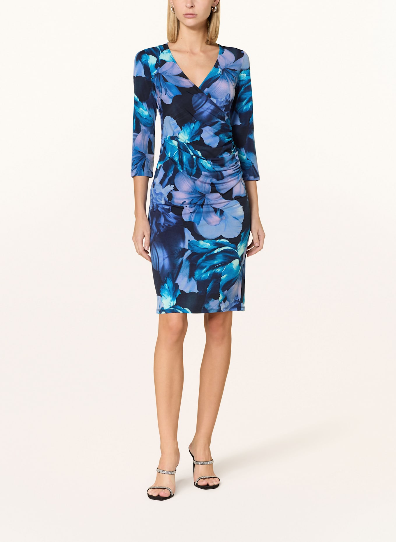 SWING Robe de cocktail à manches 3/4: BLEU FONCÉ / TURQUOISE / LILAS