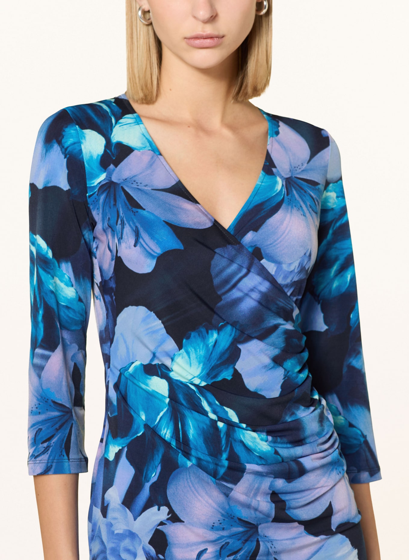 SWING Robe de cocktail à manches 3/4: BLEU FONCÉ / TURQUOISE / LILAS