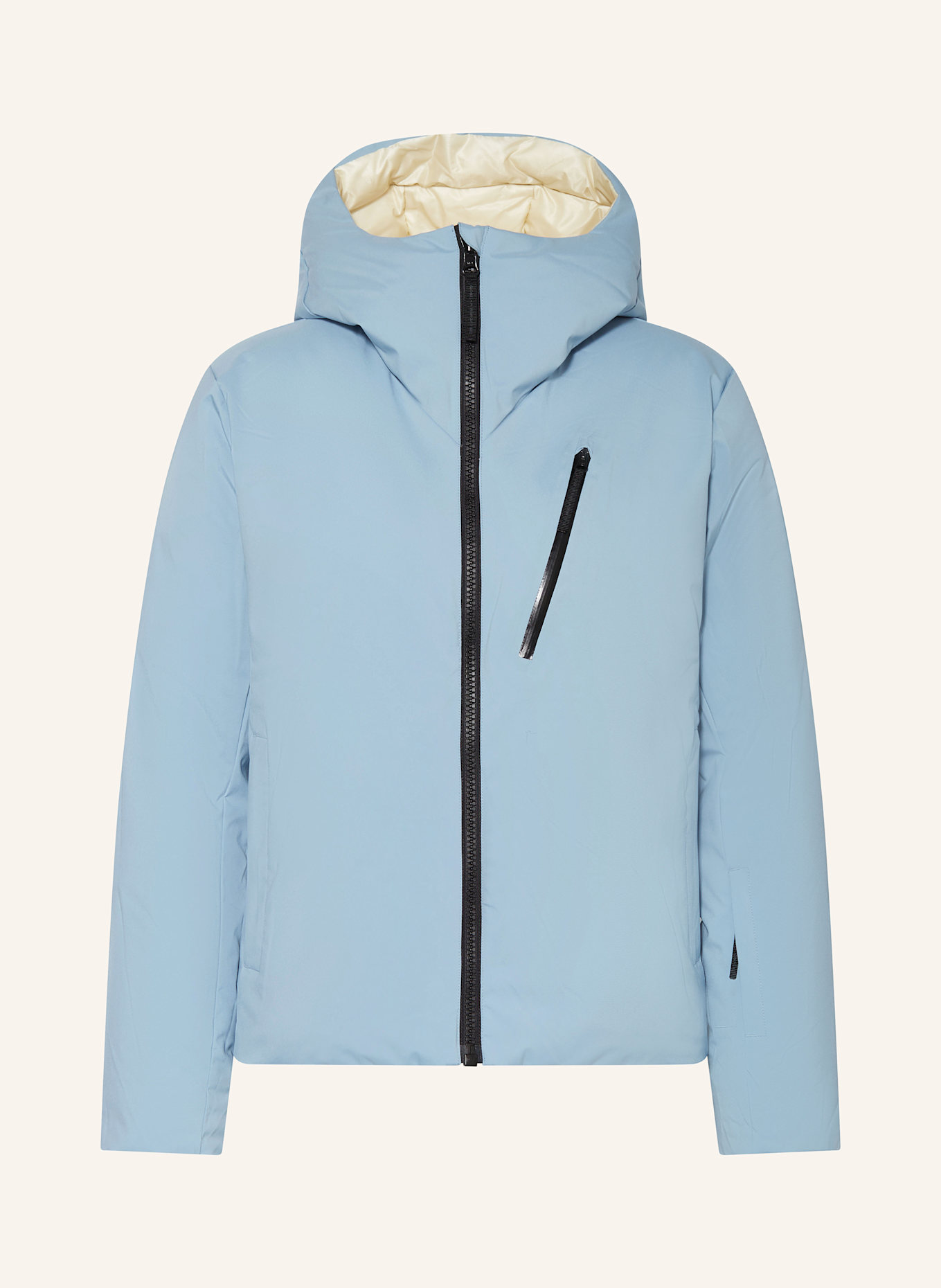 THE MOUNTAIN STUDIO Daunen-Skijacke: HELLBLAU / BEIGE