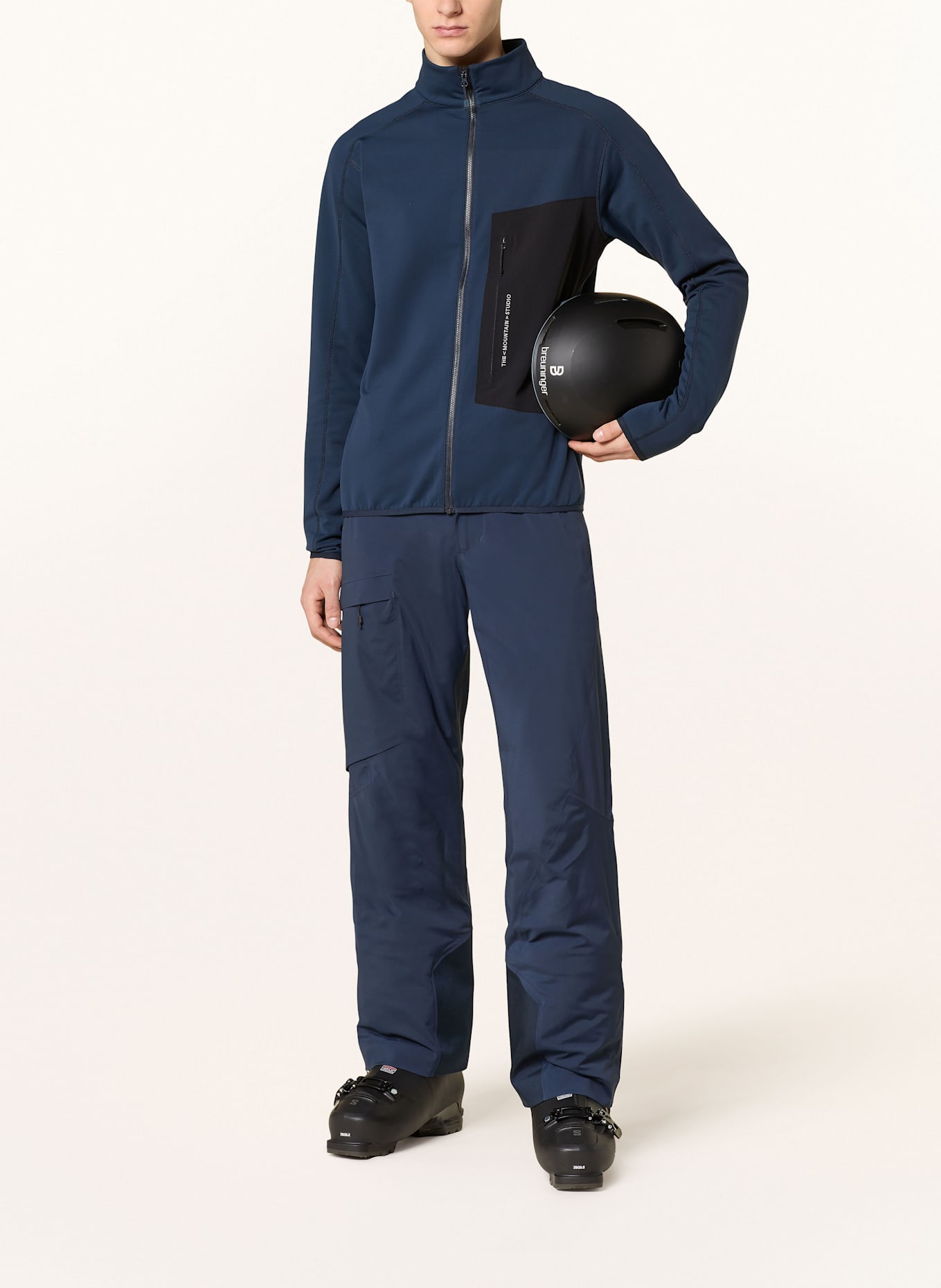 THE MOUNTAIN STUDIO Midlayer-Jacke: DUNKELBLAU / SCHWARZ