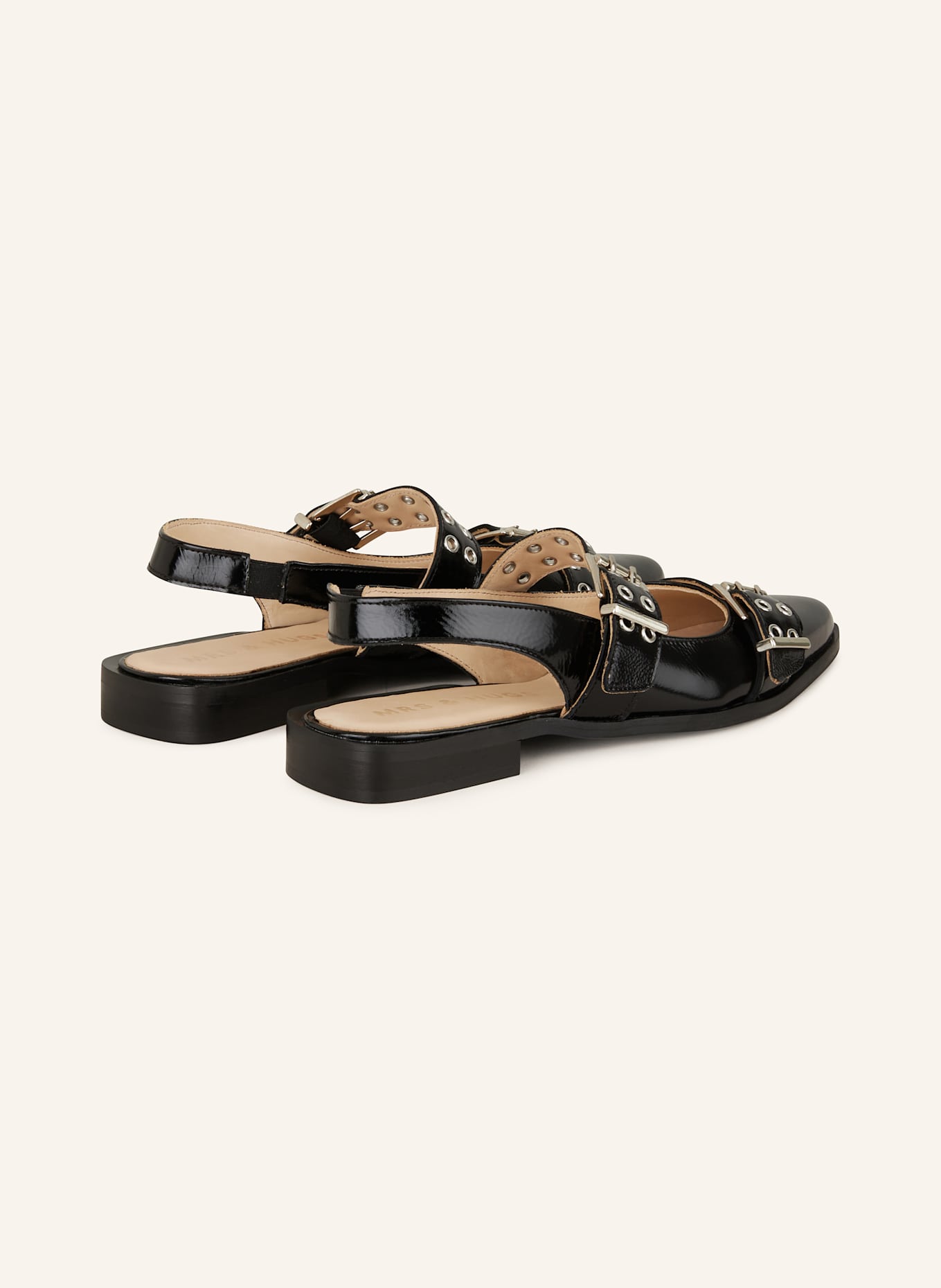 MRS & HUGS Baleriny z odkrytą piętą: CZARNY