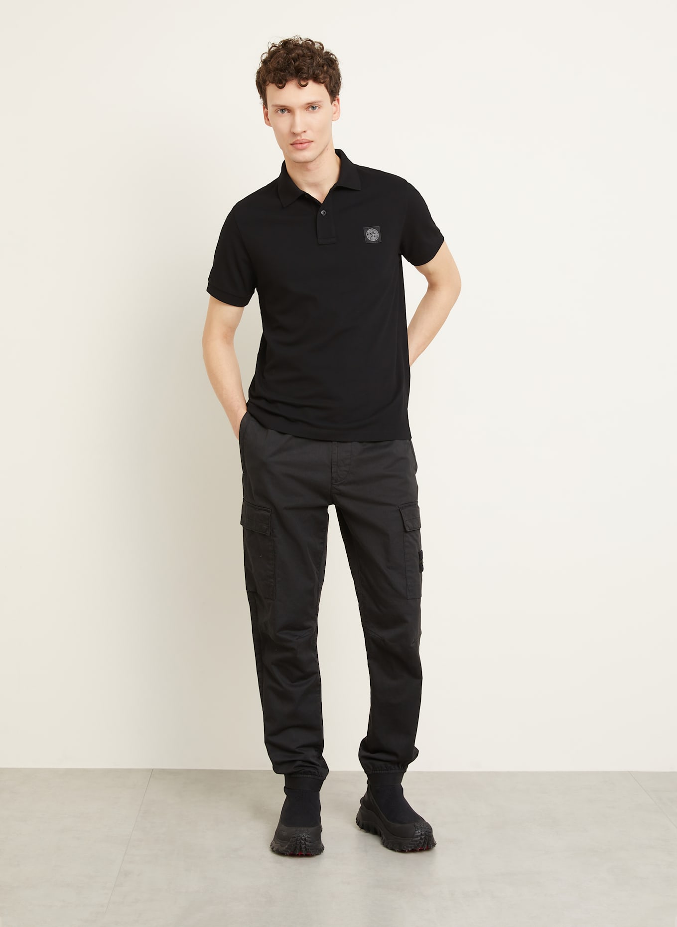 STONE ISLAND Piqué-Poloshirt Slim Fit: SCHWARZ