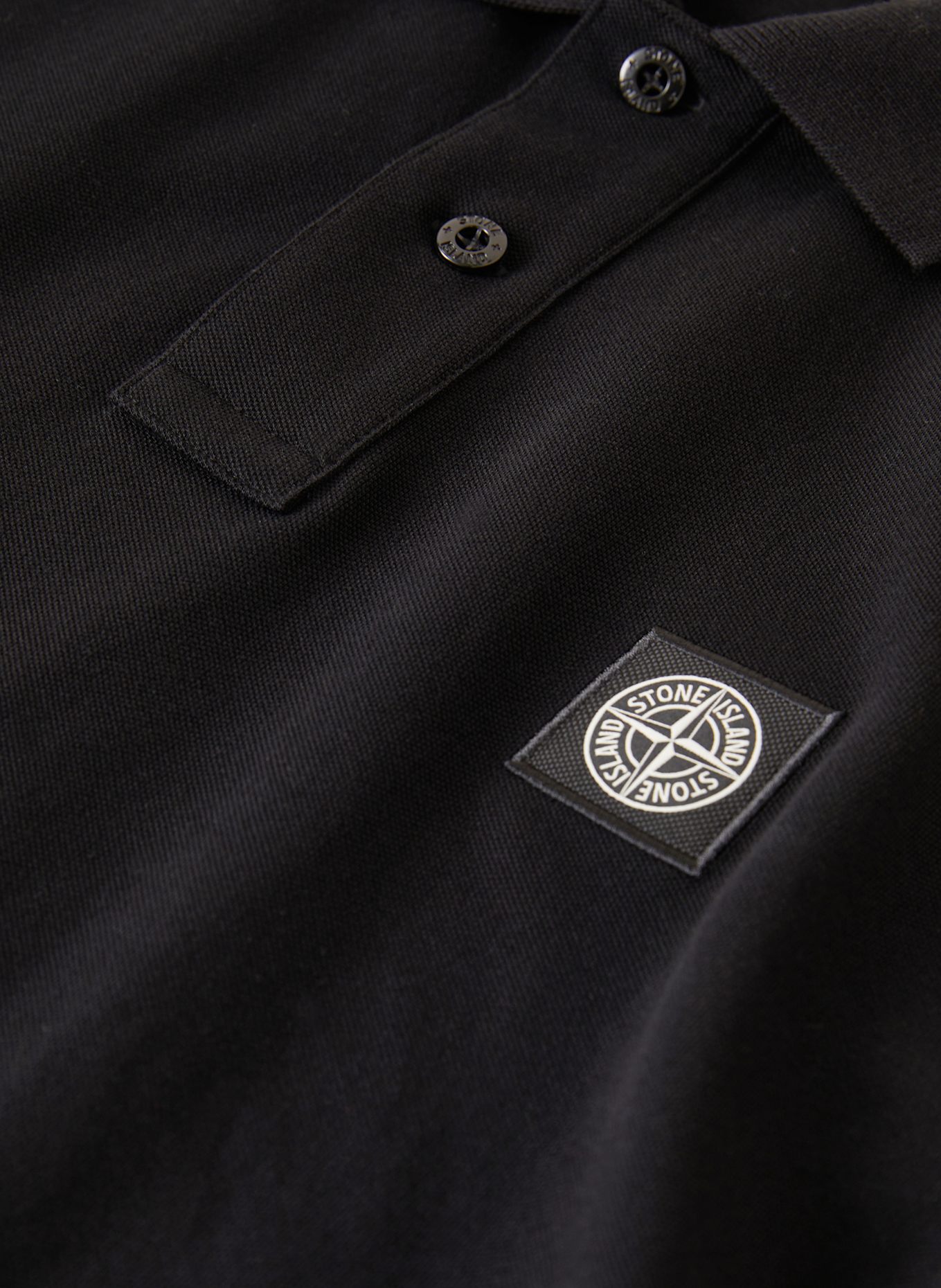 STONE ISLAND Piqué-Poloshirt Slim Fit: SCHWARZ