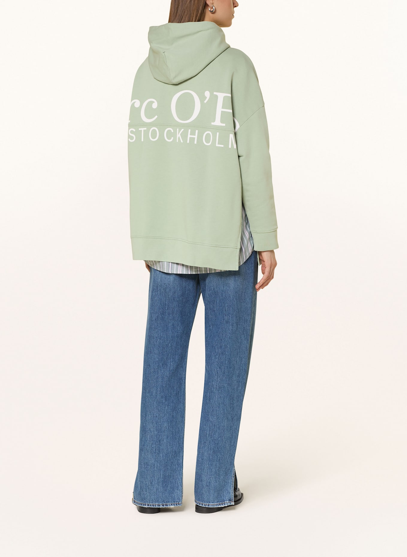 Marc O'Polo Oversized-Hoodie: HELLGRÜN / WEISS