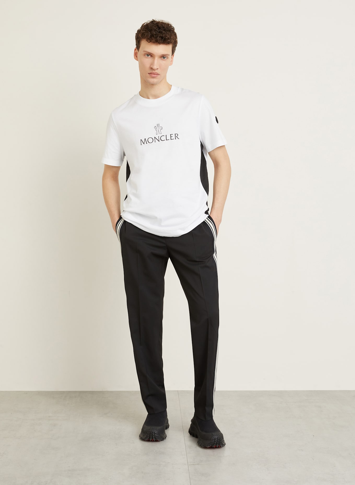 MONCLER Tričko: BÍLÁ/ ČERNÁ