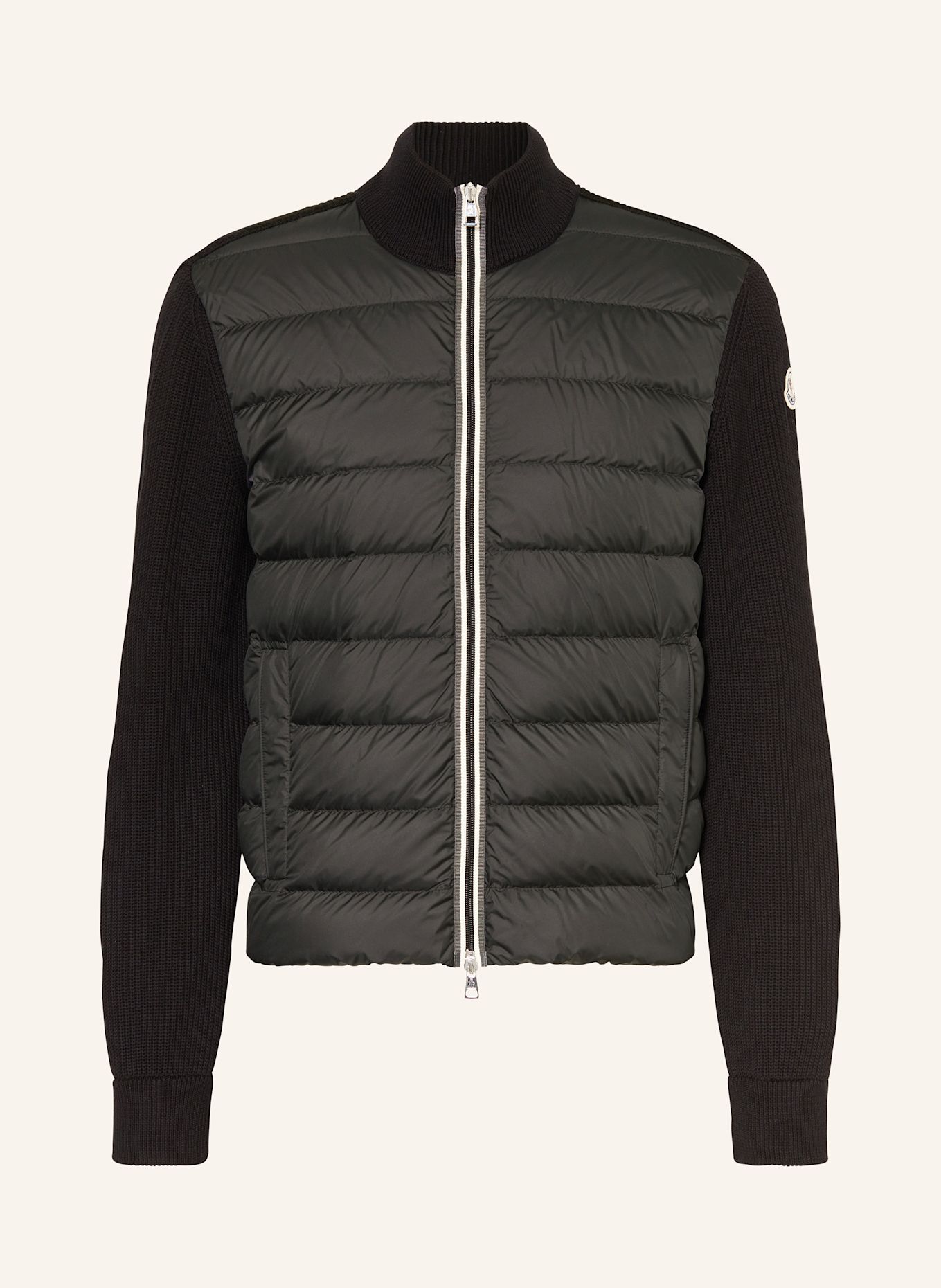 MONCLER Daunenjacke im Materialmix: SCHWARZ