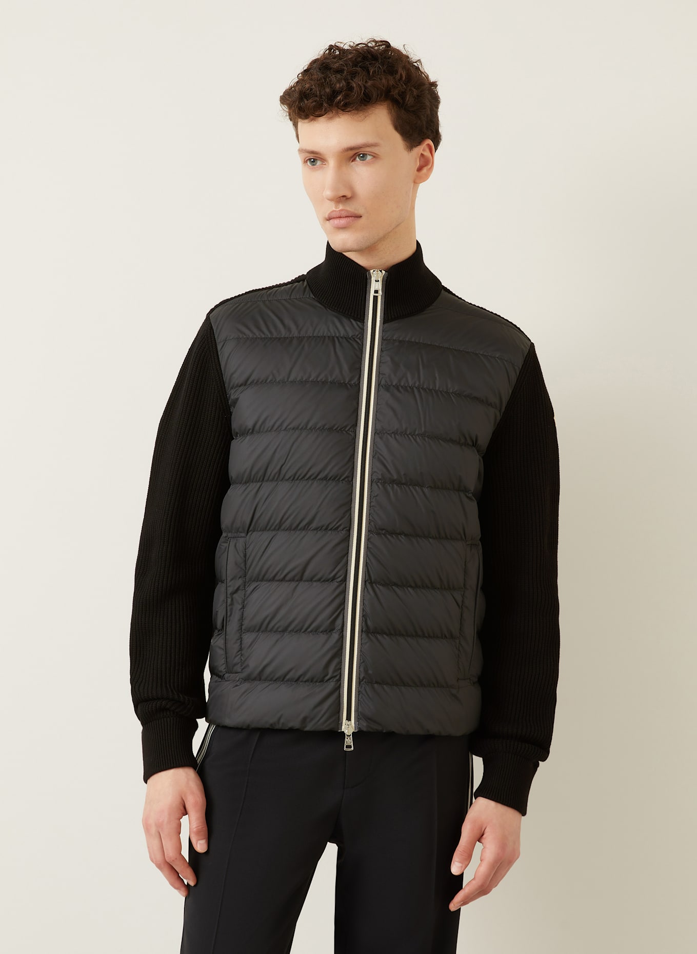 MONCLER Daunenjacke im Materialmix: SCHWARZ