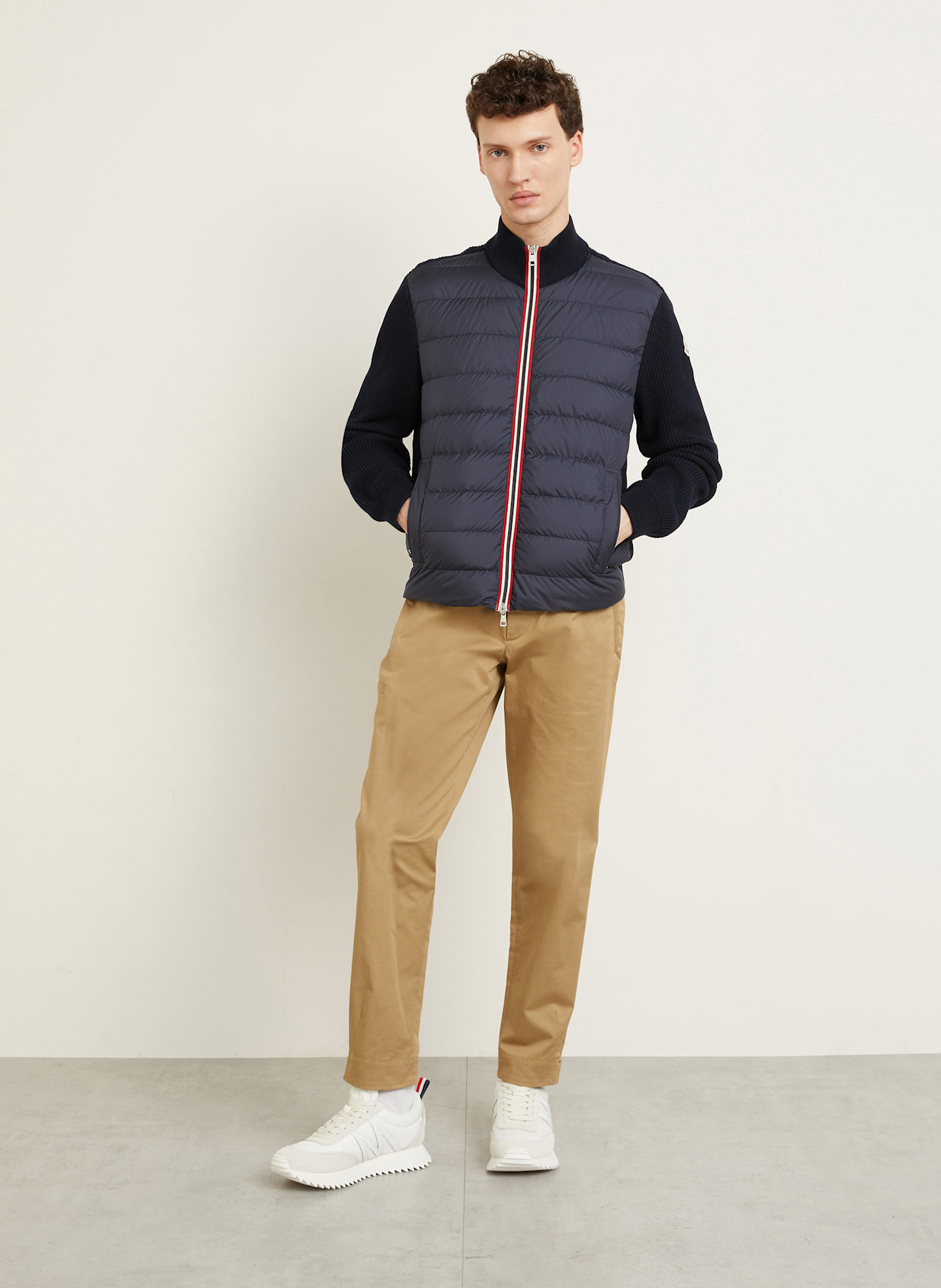 MONCLER Daunenjacke im Materialmix: DUNKELBLAU