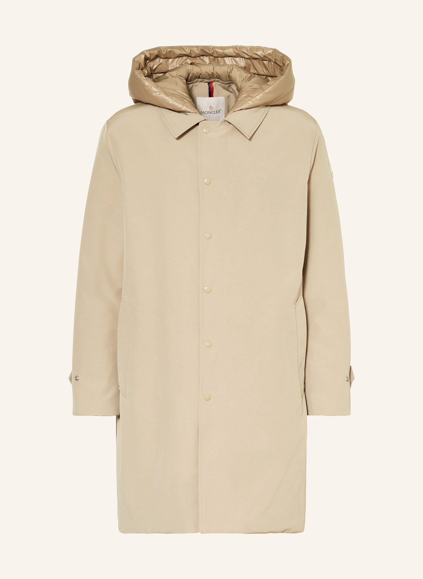 MONCLER Daunenmantel MIROIR mit abnehmbarer Kapuze: BEIGE