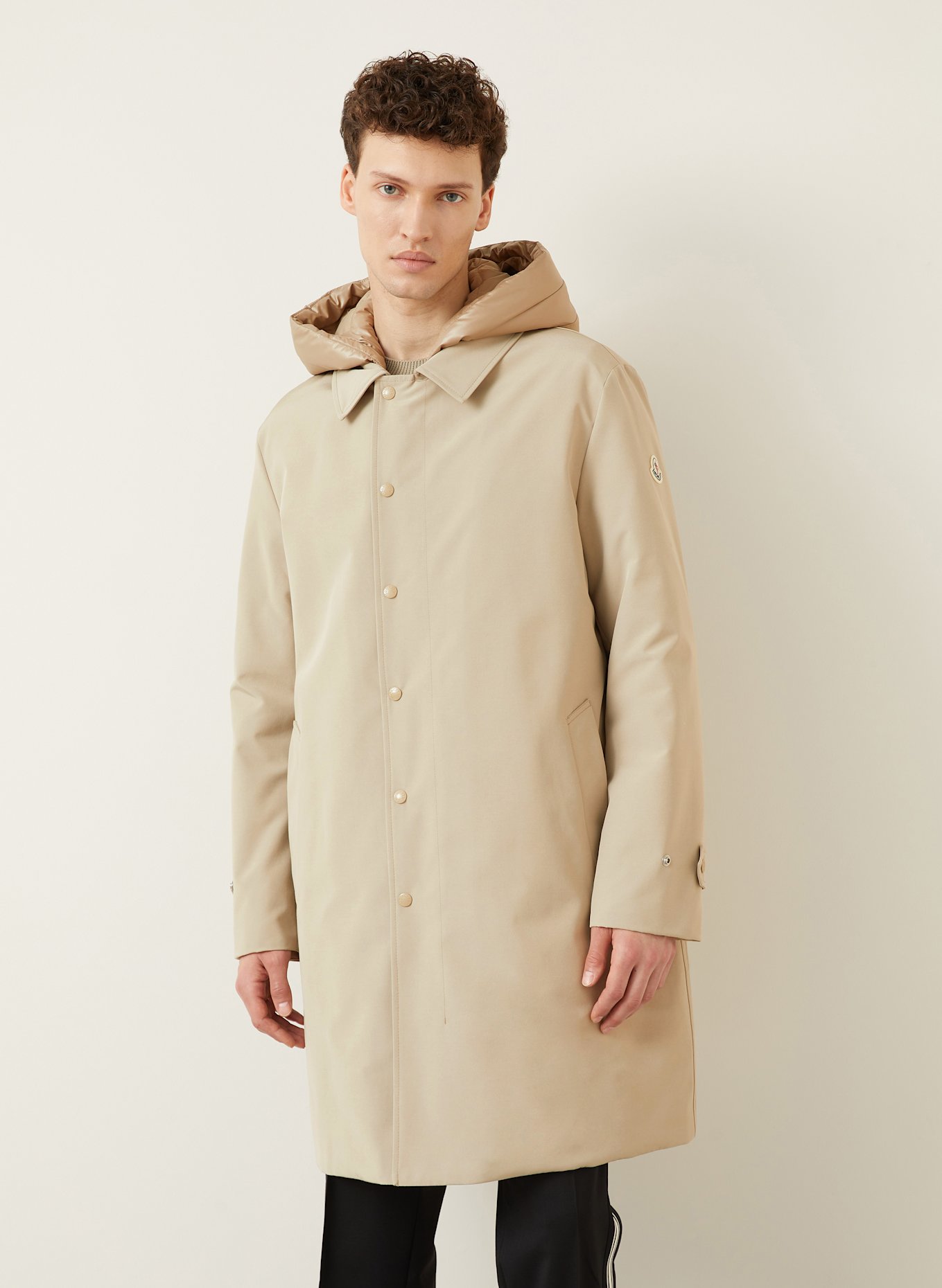 MONCLER Daunenmantel MIROIR mit abnehmbarer Kapuze: BEIGE