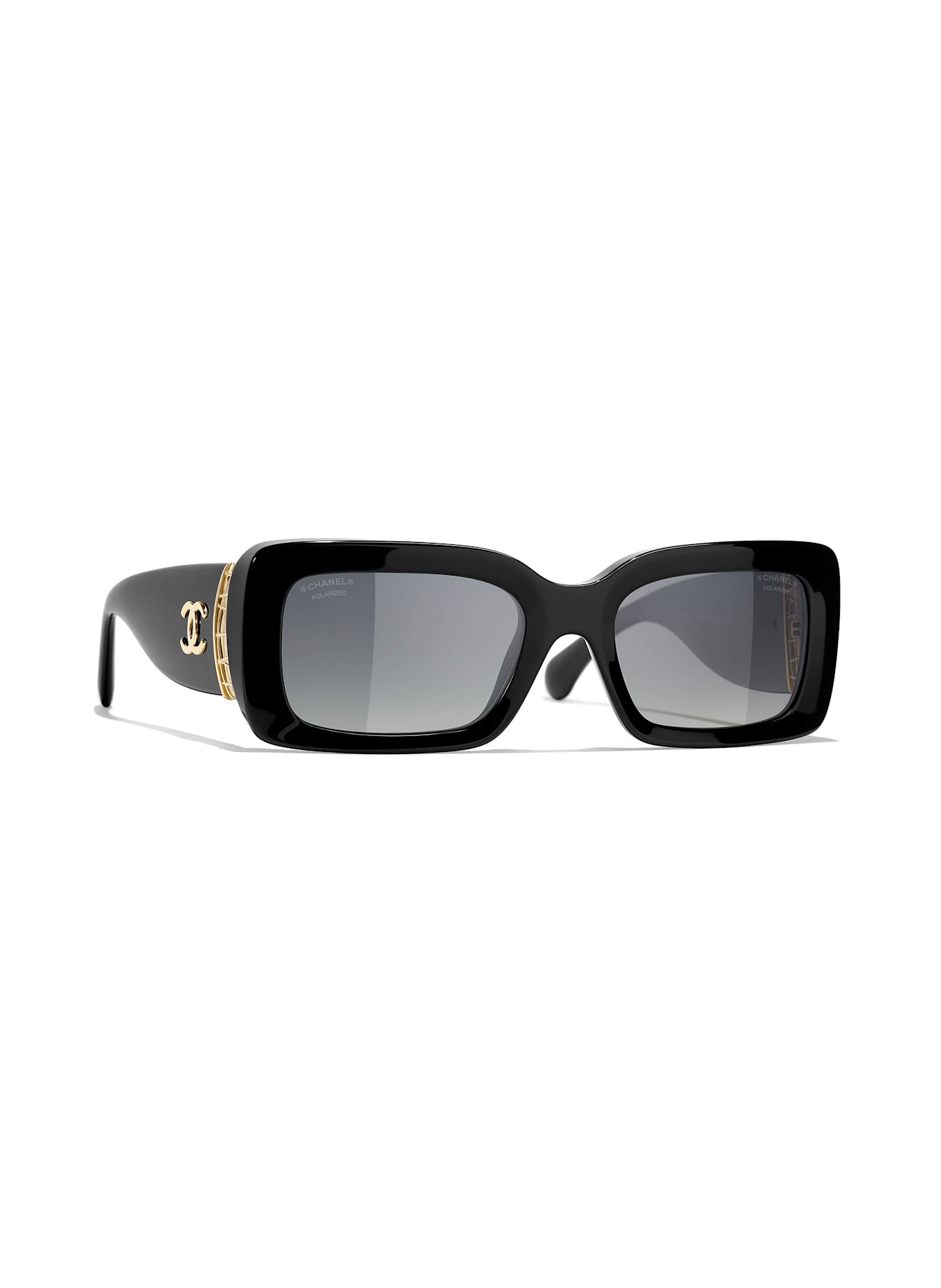 CHANEL Rechteckige Sonnenbrille: C622S8 - SCHWARZ/ GRAU POLARISIERT