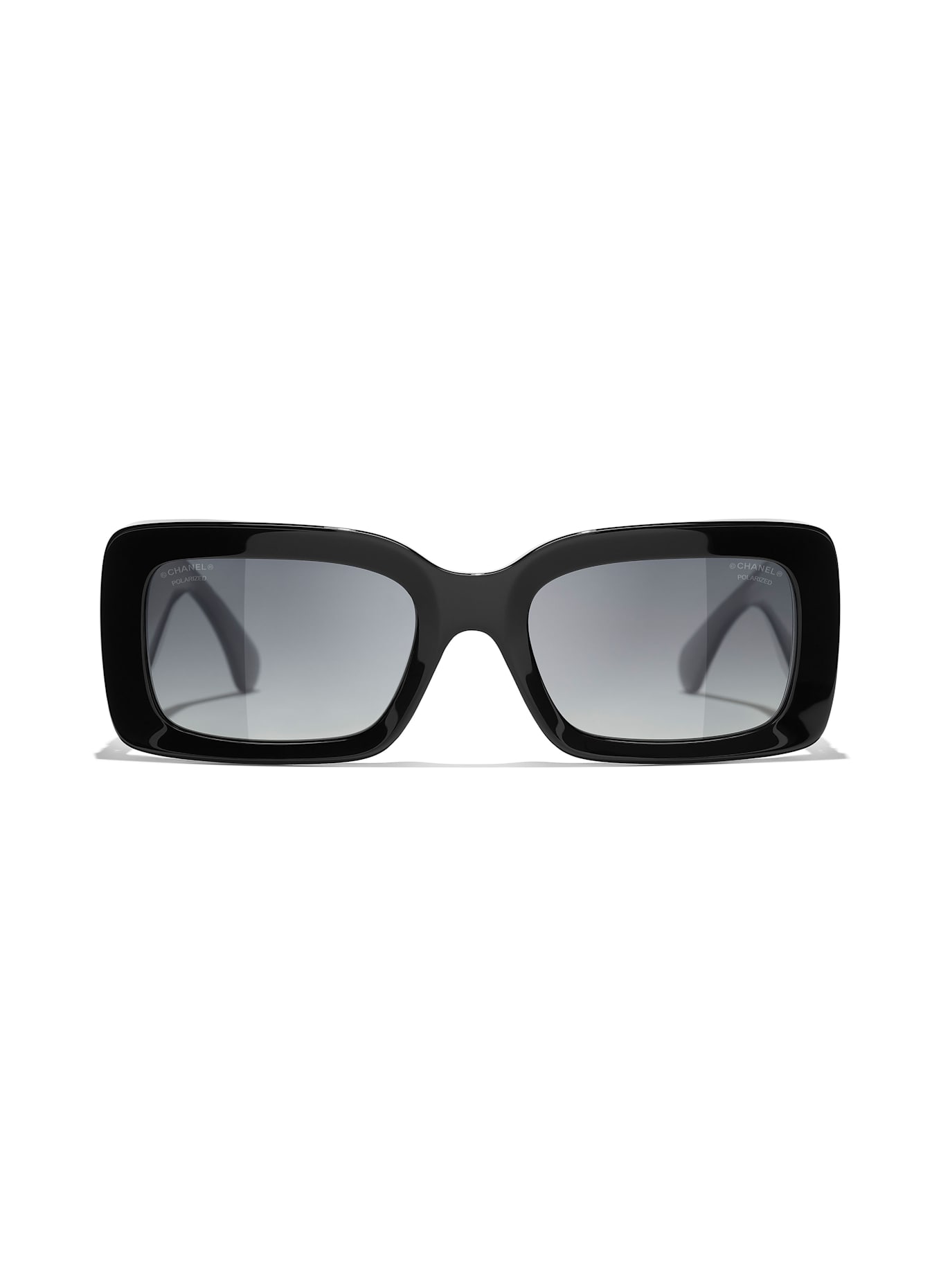 CHANEL Rechteckige Sonnenbrille: C622S8 - SCHWARZ/ GRAU POLARISIERT
