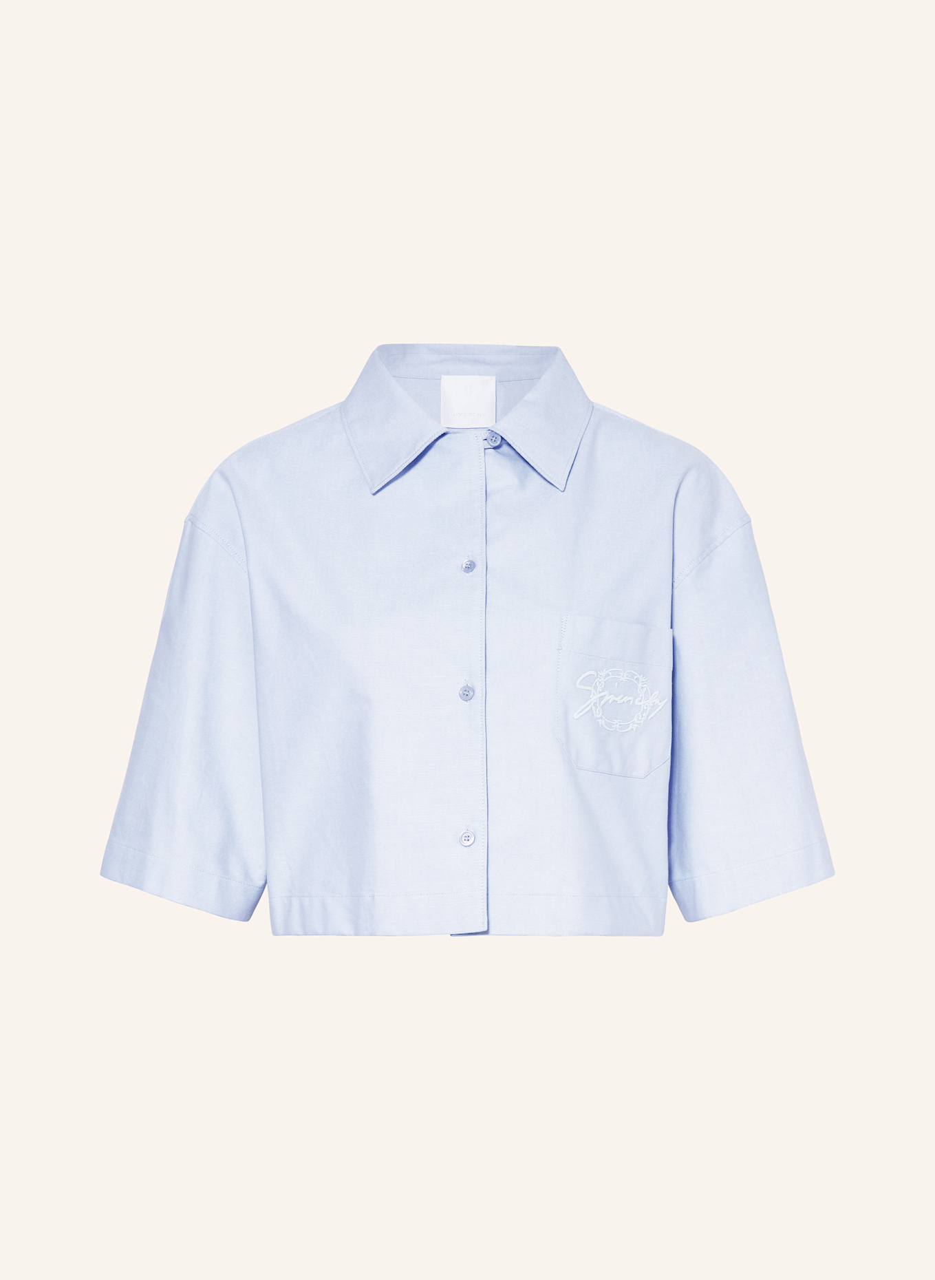 【送料&関税込】Givenchy Pastel Light Blue Silk Blouse GIVENCHY Cropped shirt blouse in light blue