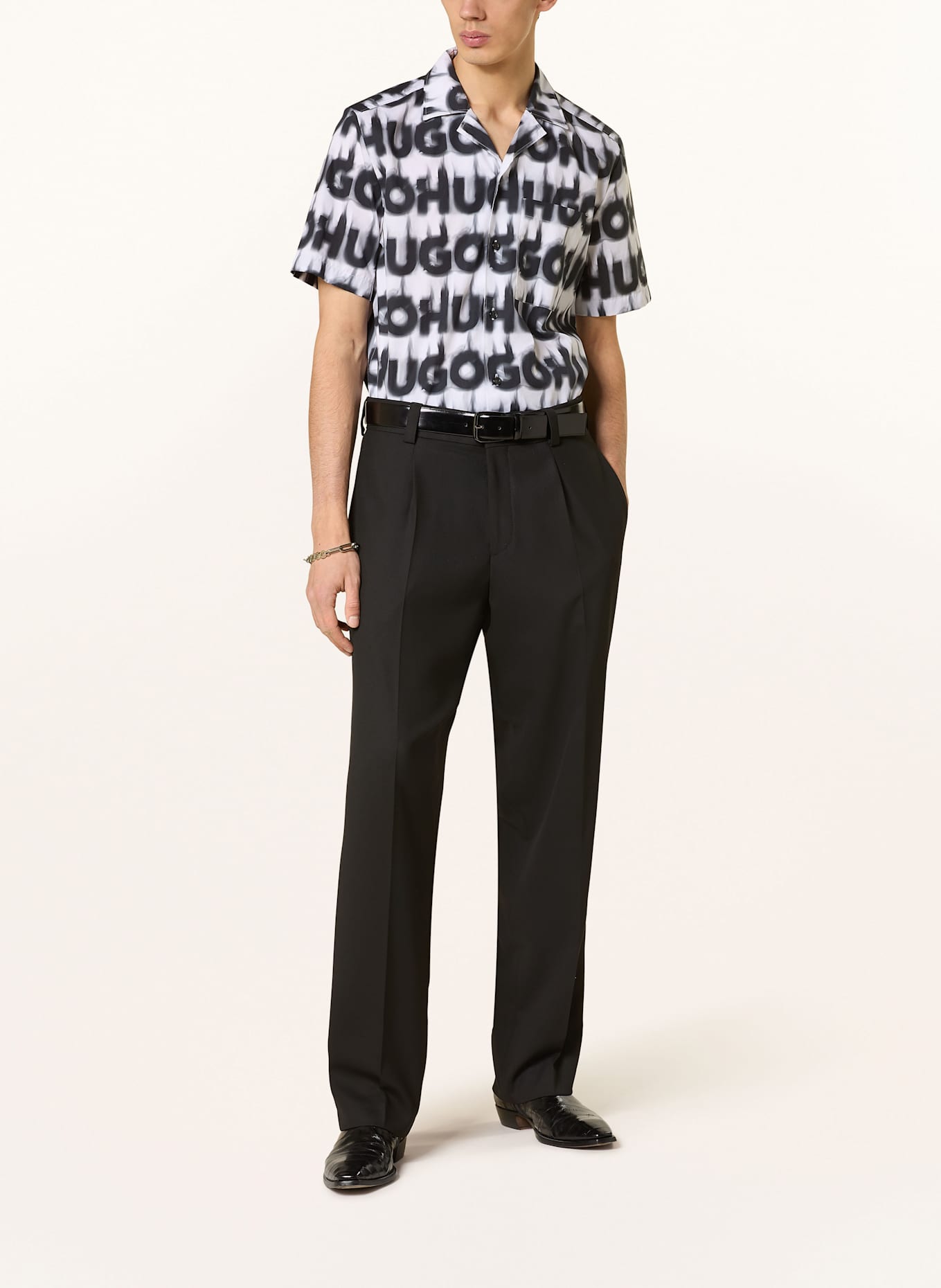 HUGO Resort shirt ELLINO Regular fit: WHITE / BLACK