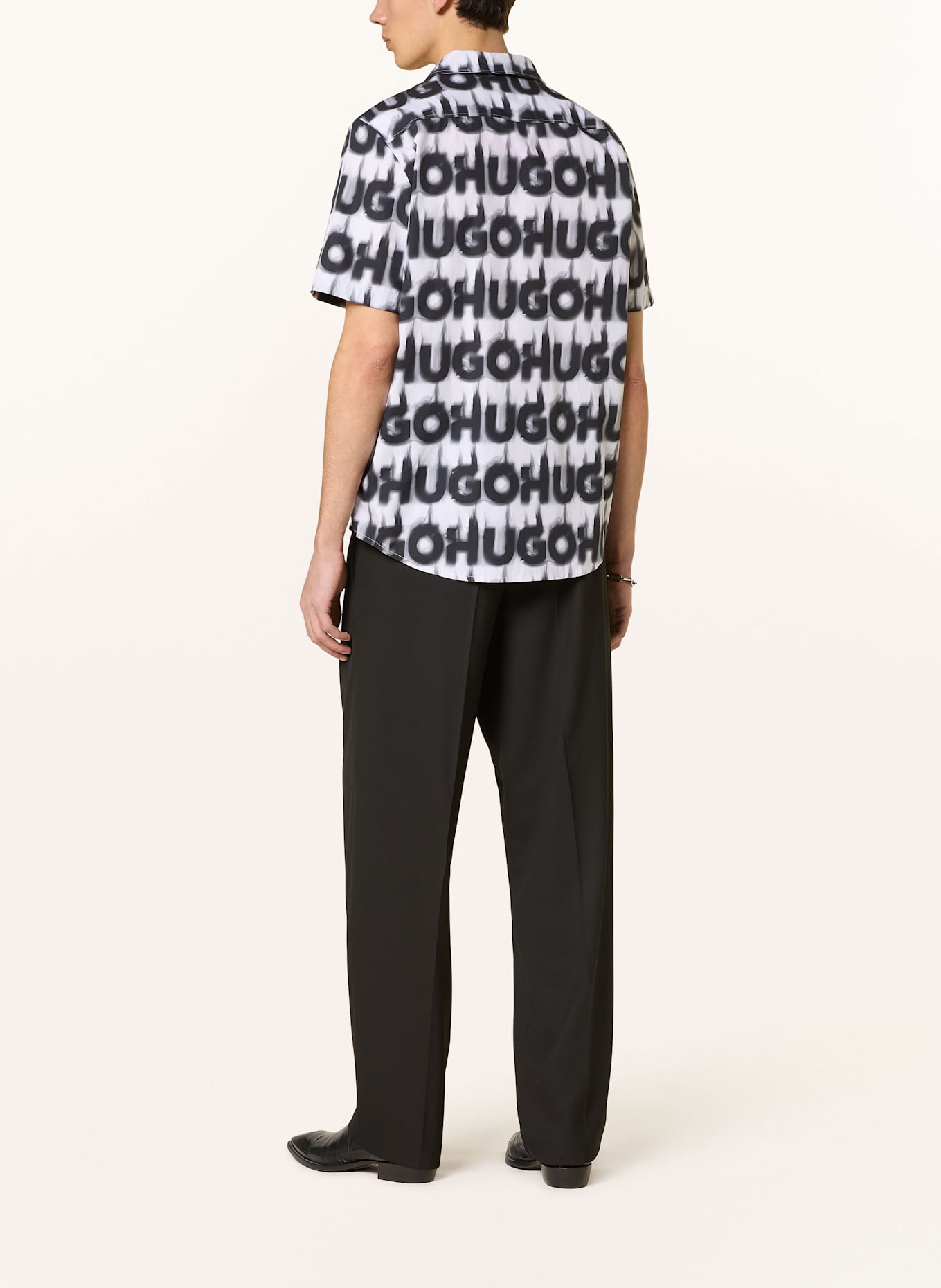 HUGO Resort shirt ELLINO Regular fit: WHITE / BLACK