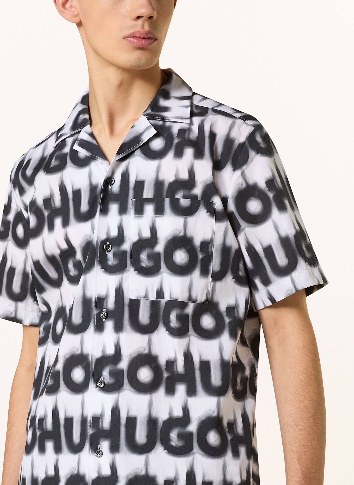 HUGO Resort shirt ELLINO Regular fit: WHITE / BLACK