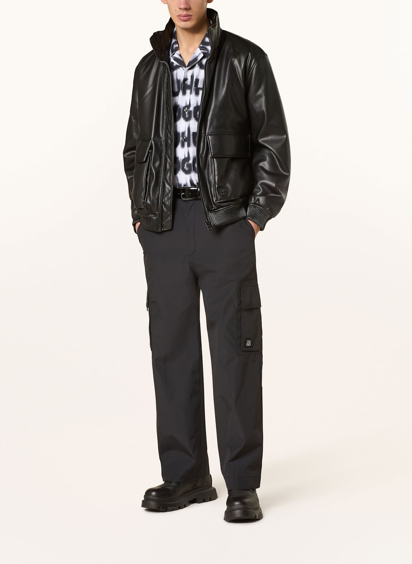 HUGO Cargobroek GEZA251 Regular Fit: ZWART