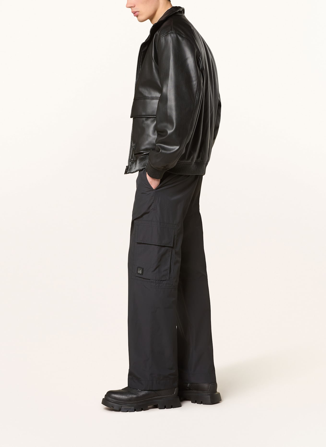 HUGO Cargobroek GEZA251 Regular Fit: ZWART