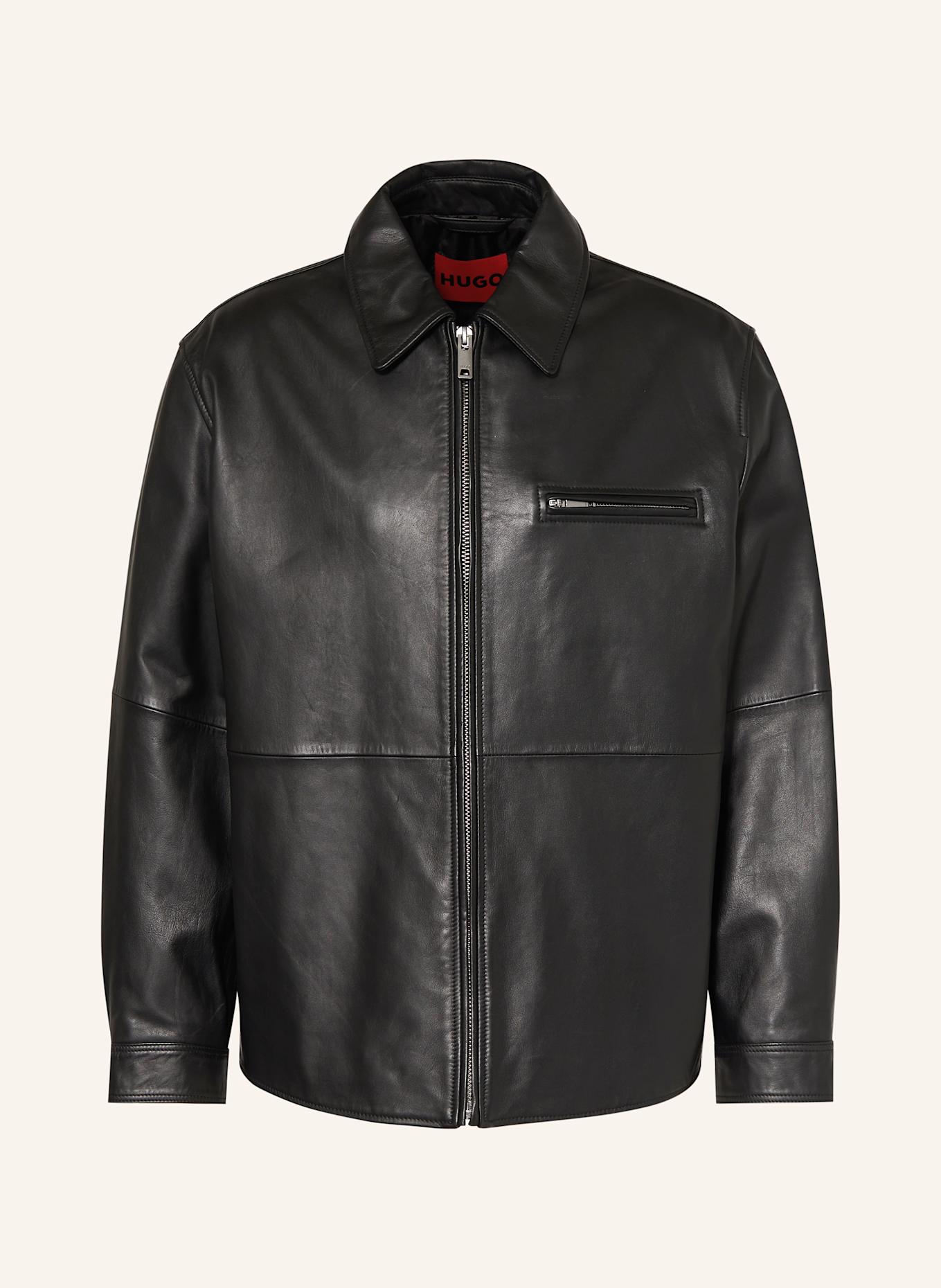 HUGO Lederjacke LARKOT: SCHWARZ