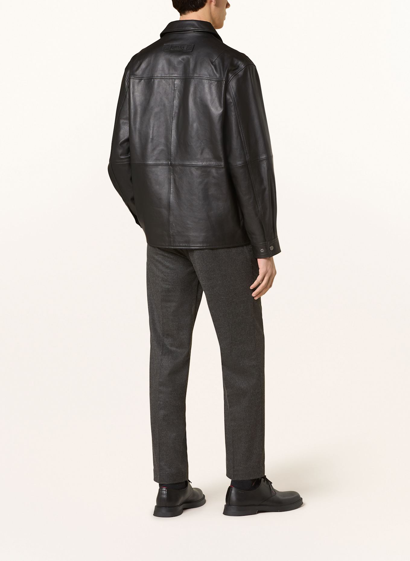 HUGO Lederjacke LARKOT: SCHWARZ